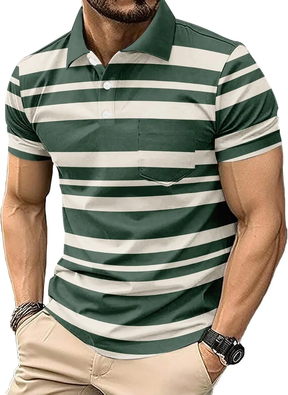 6 Pack Mens Polo Shirt Short Sleeve Sports Golf Tennis T-Shirt Moisture-Wicking Summer Shirts for Work Casual Athletic