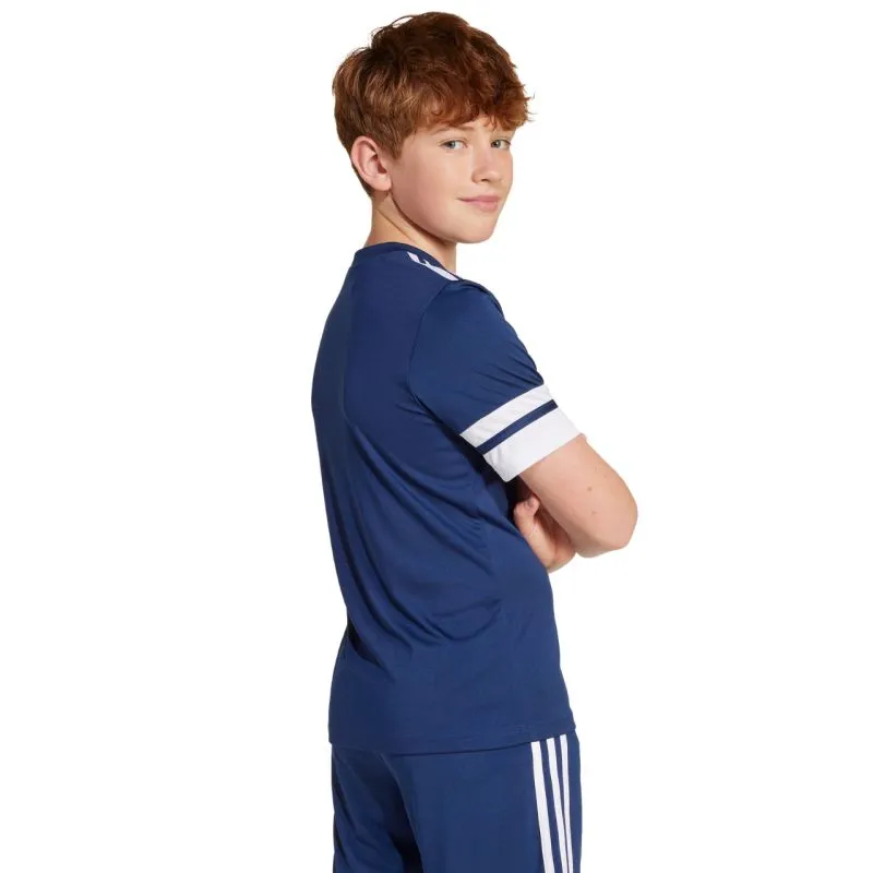 Adidas Kids' Aeroready Squadra 25 Football T-Shirt - Quick-Dry Navy Jersey JJ0053