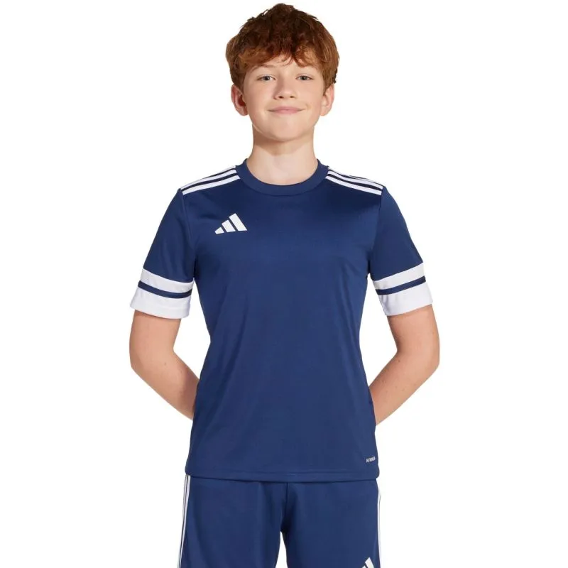 Adidas Kids' Aeroready Squadra 25 Football T-Shirt - Quick-Dry Navy Jersey JJ0053