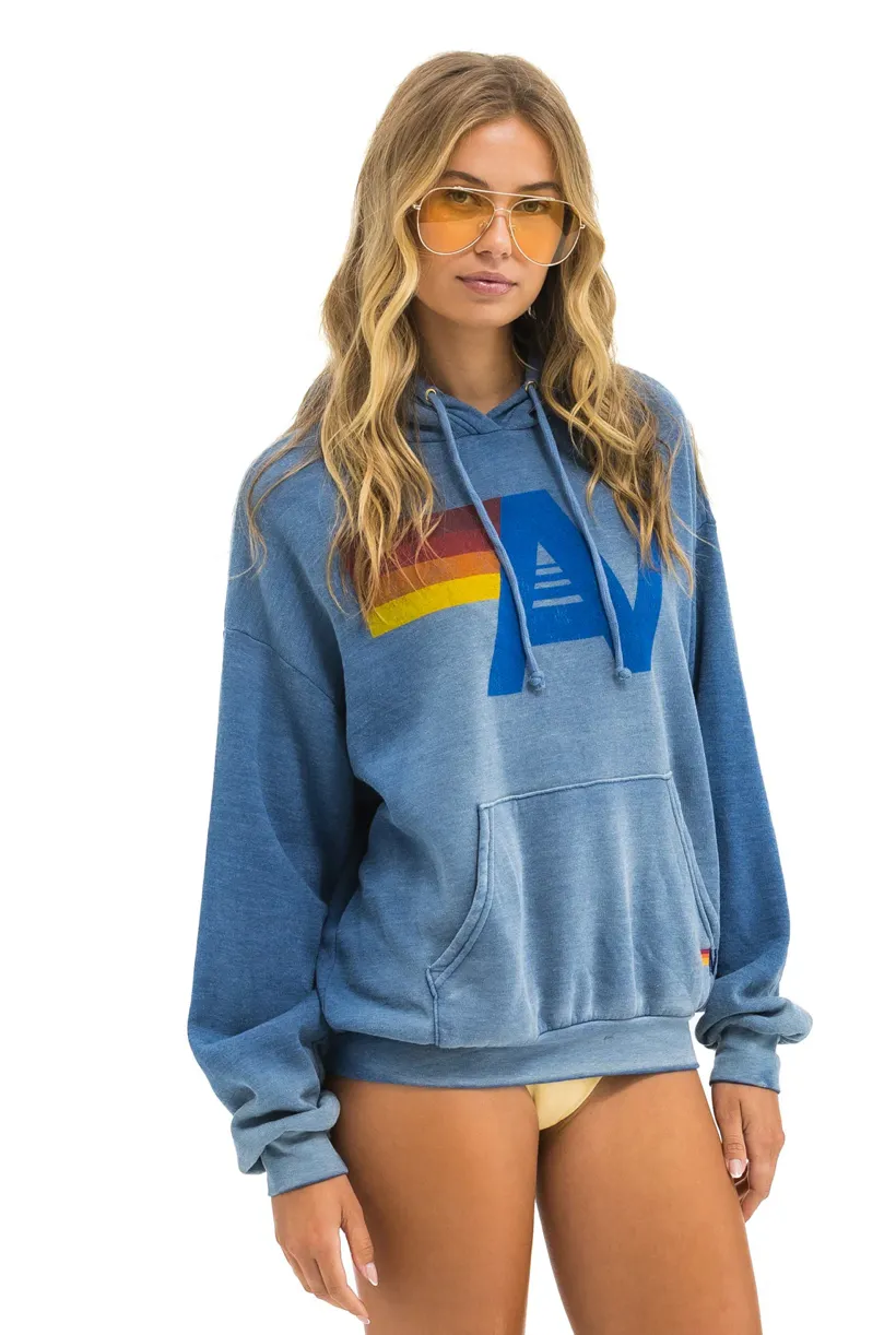 AVIATOR NATION UNISEX VINTAGE LOGO RELAXED PULLOVER HOODIE - FADED WATER