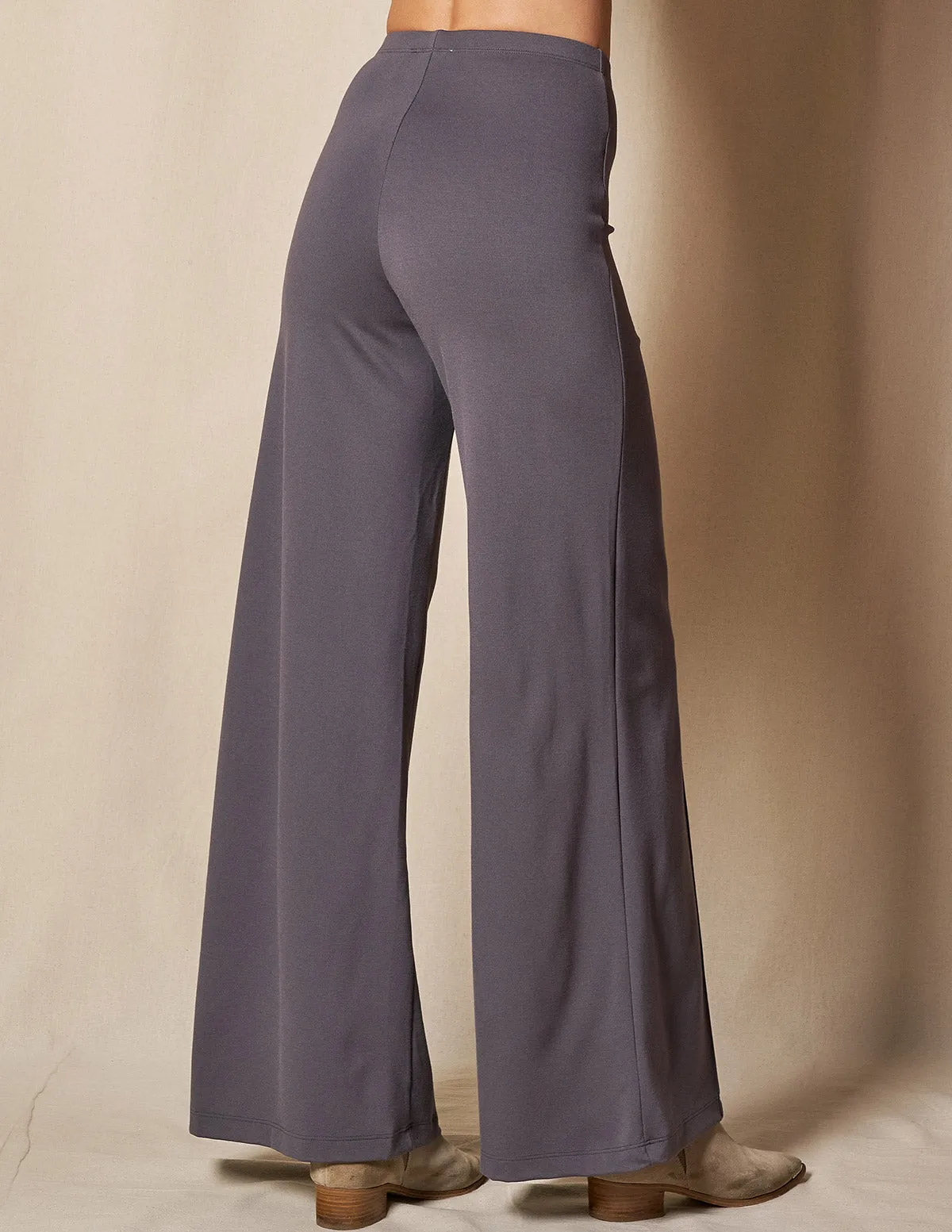 Bamboo Ponte Wide Leg Pants - Grey