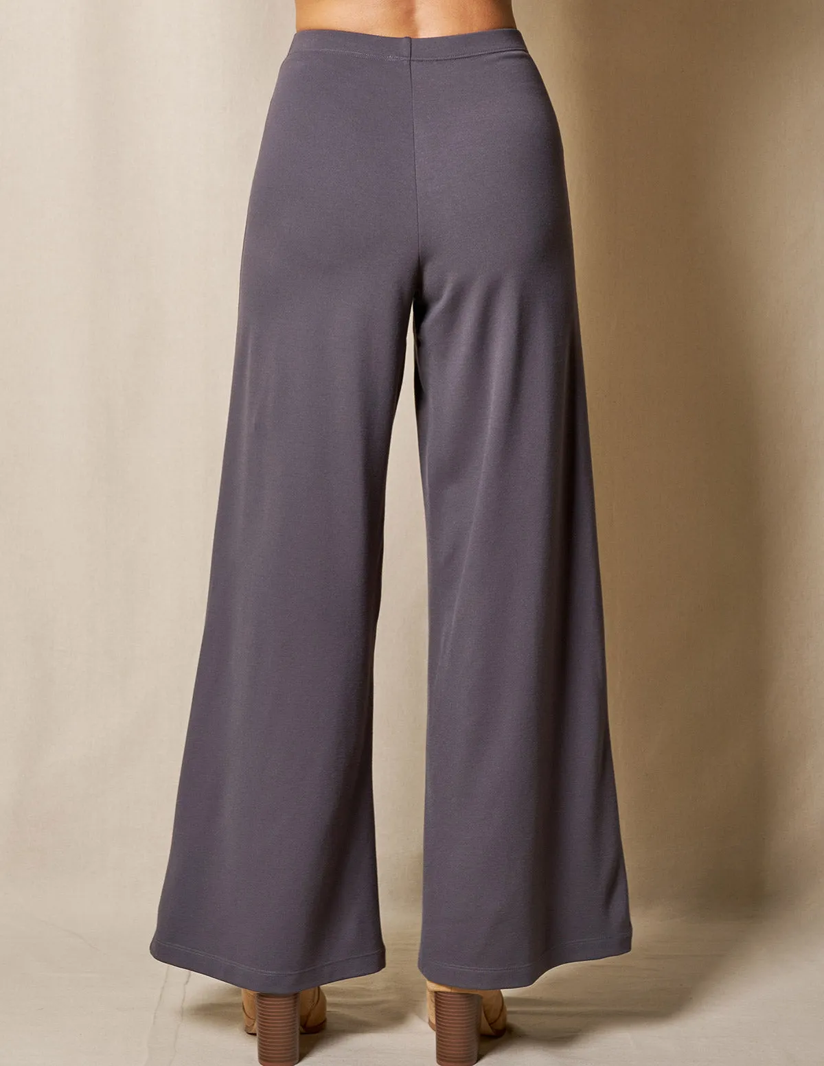 Bamboo Ponte Wide Leg Pants - Grey