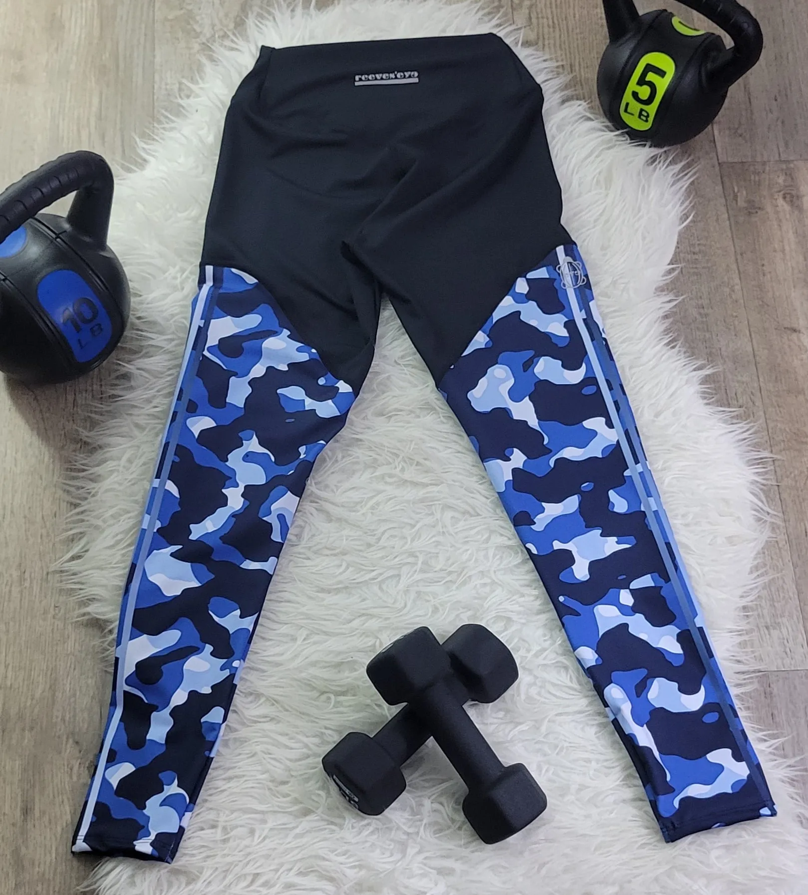 Blue Camo Training Sports Leggings