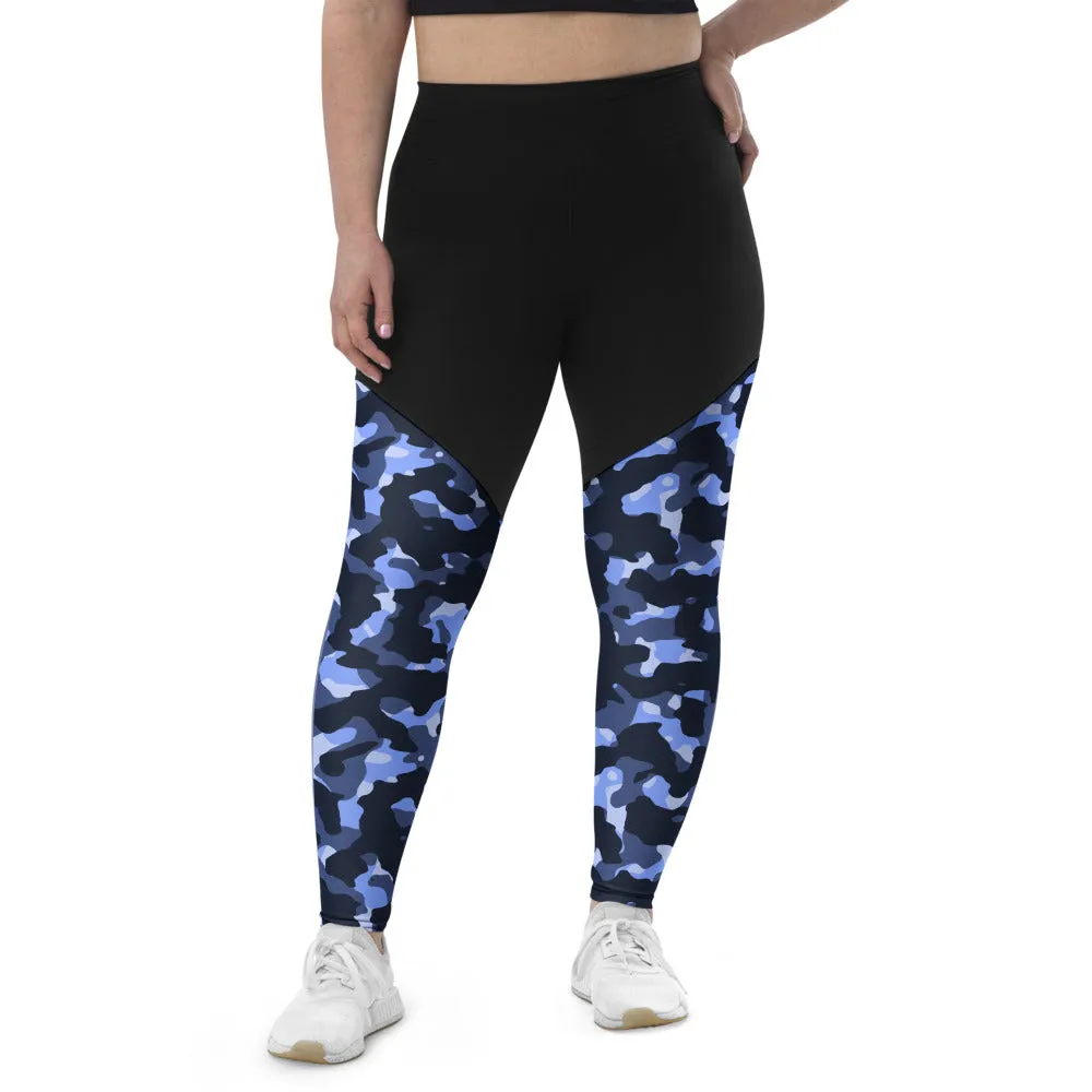 Blue Camo Training Sports Leggings