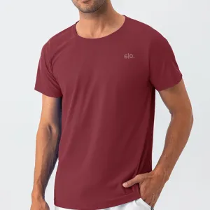 Burgundy blue quick dry material short sleeve t-shirts for men