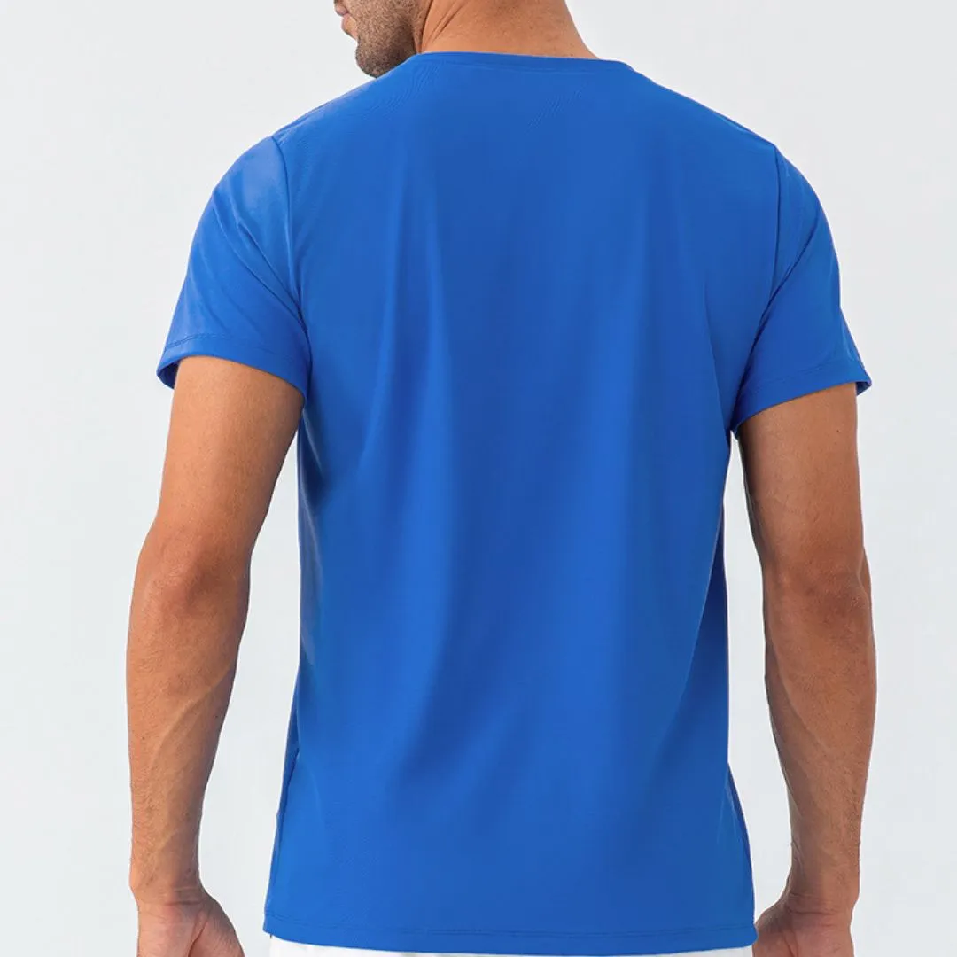 Burgundy blue quick dry material short sleeve t-shirts for men