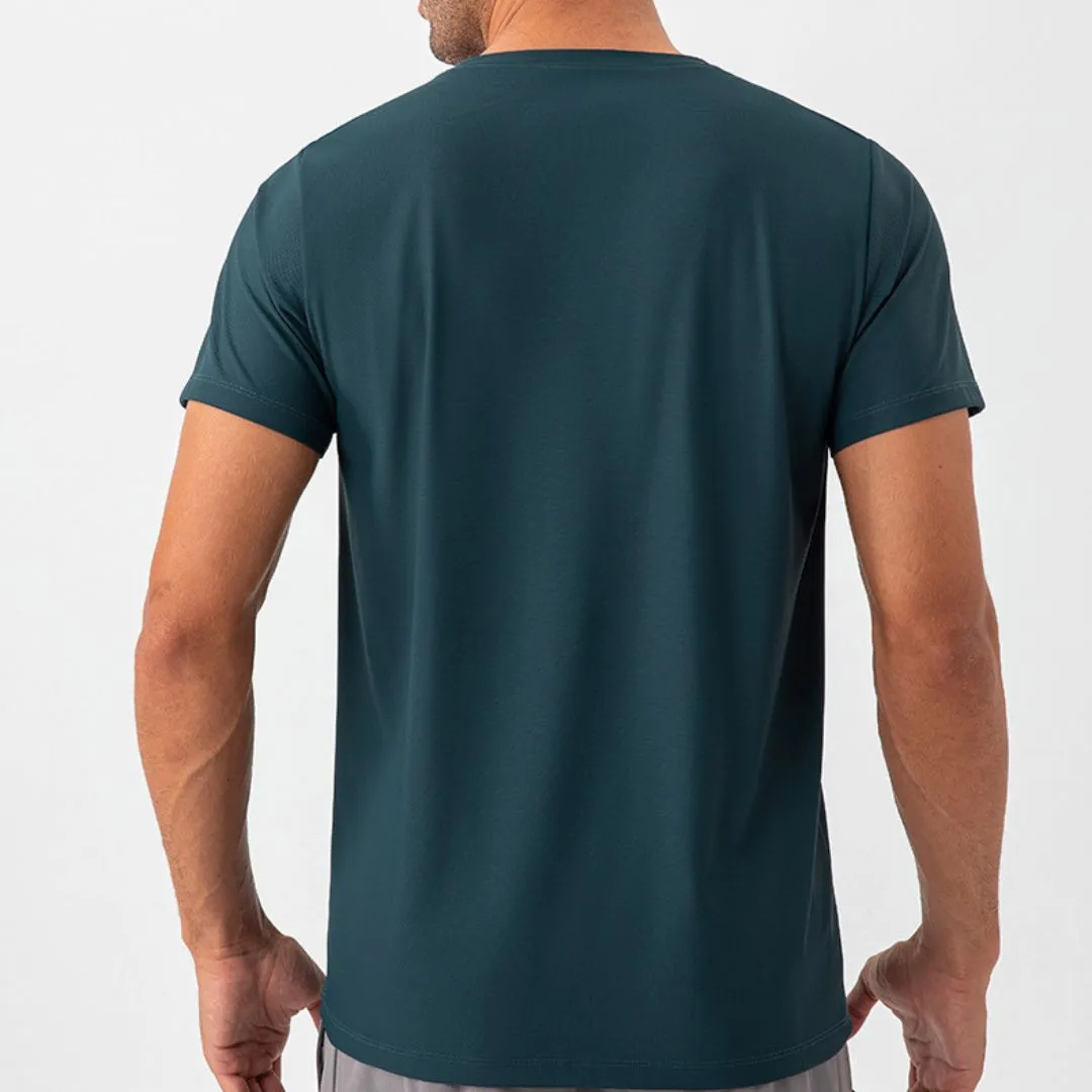 Burgundy blue quick dry material short sleeve t-shirts for men