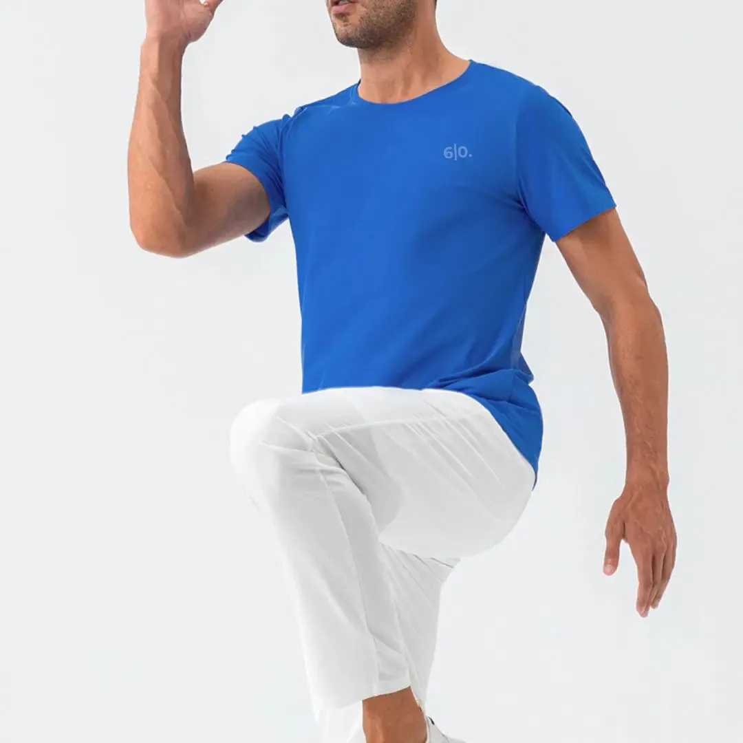 Burgundy blue quick dry material short sleeve t-shirts for men