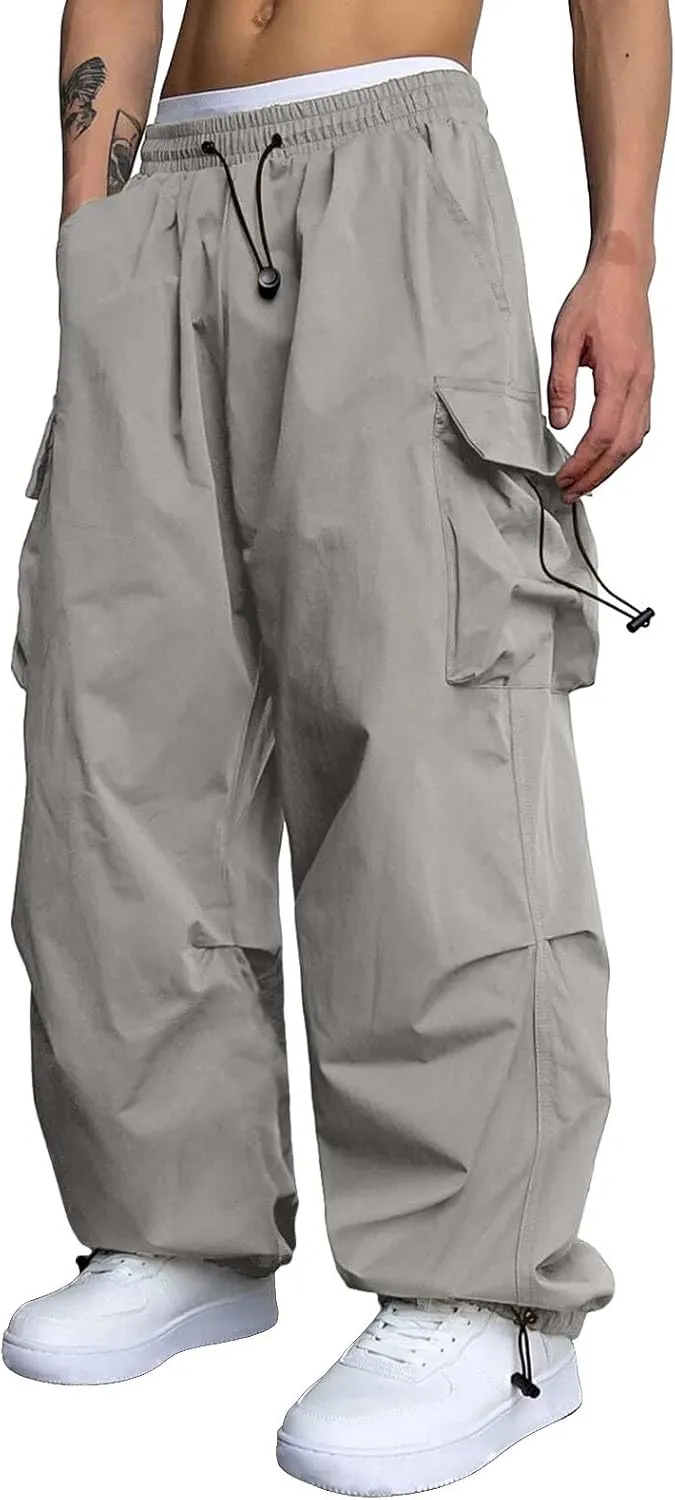 Cargo Pant for Men Cotton Casual Joggers Elastic Waist Cargo Combat Work Pant with Multiple Pockets