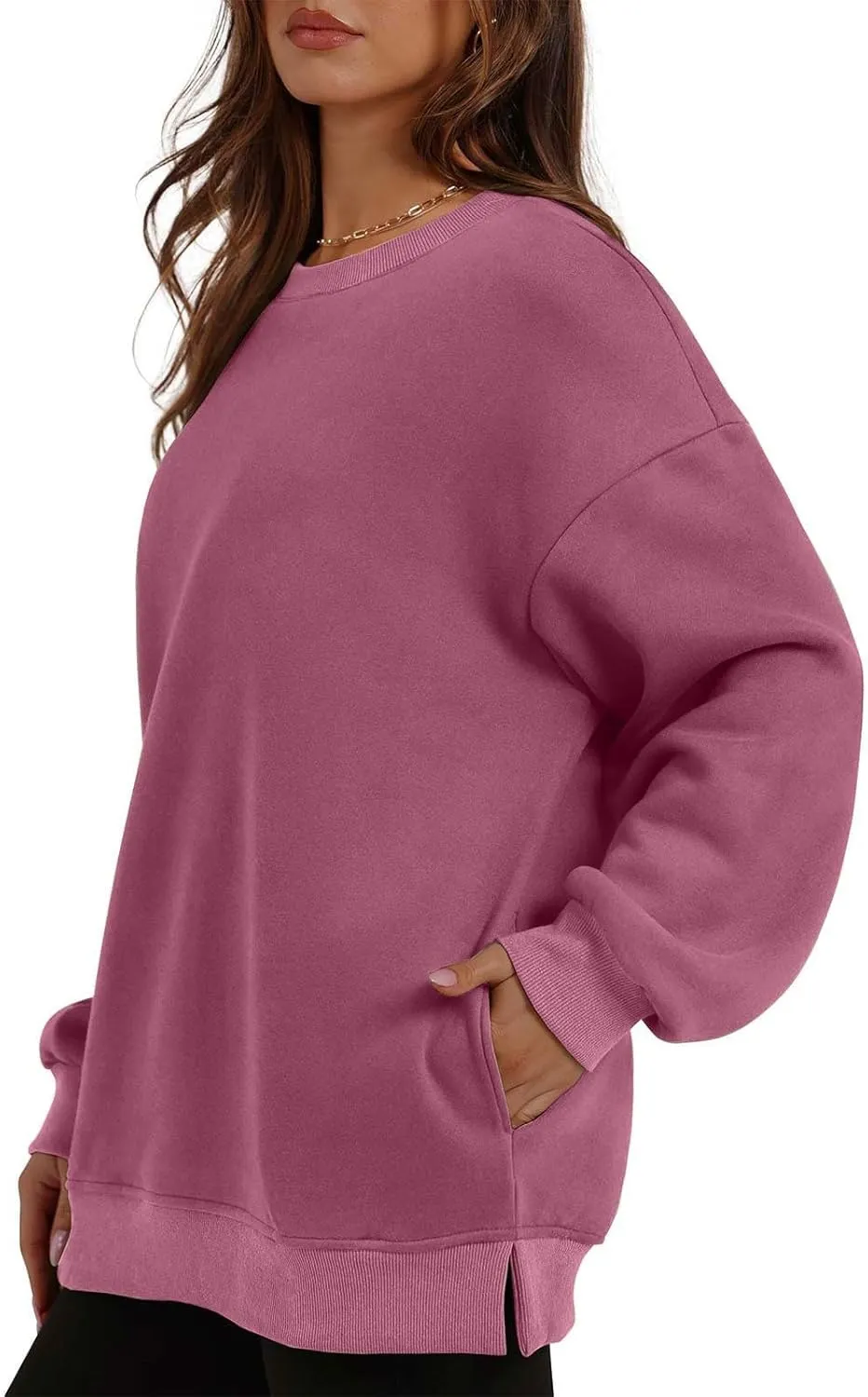 Ceboyel Women No Hood Sweatshirts Trendy Crewneck Pullover Oversized Sweatshirt Long Sleeve Tops Casual Outfits Clothes