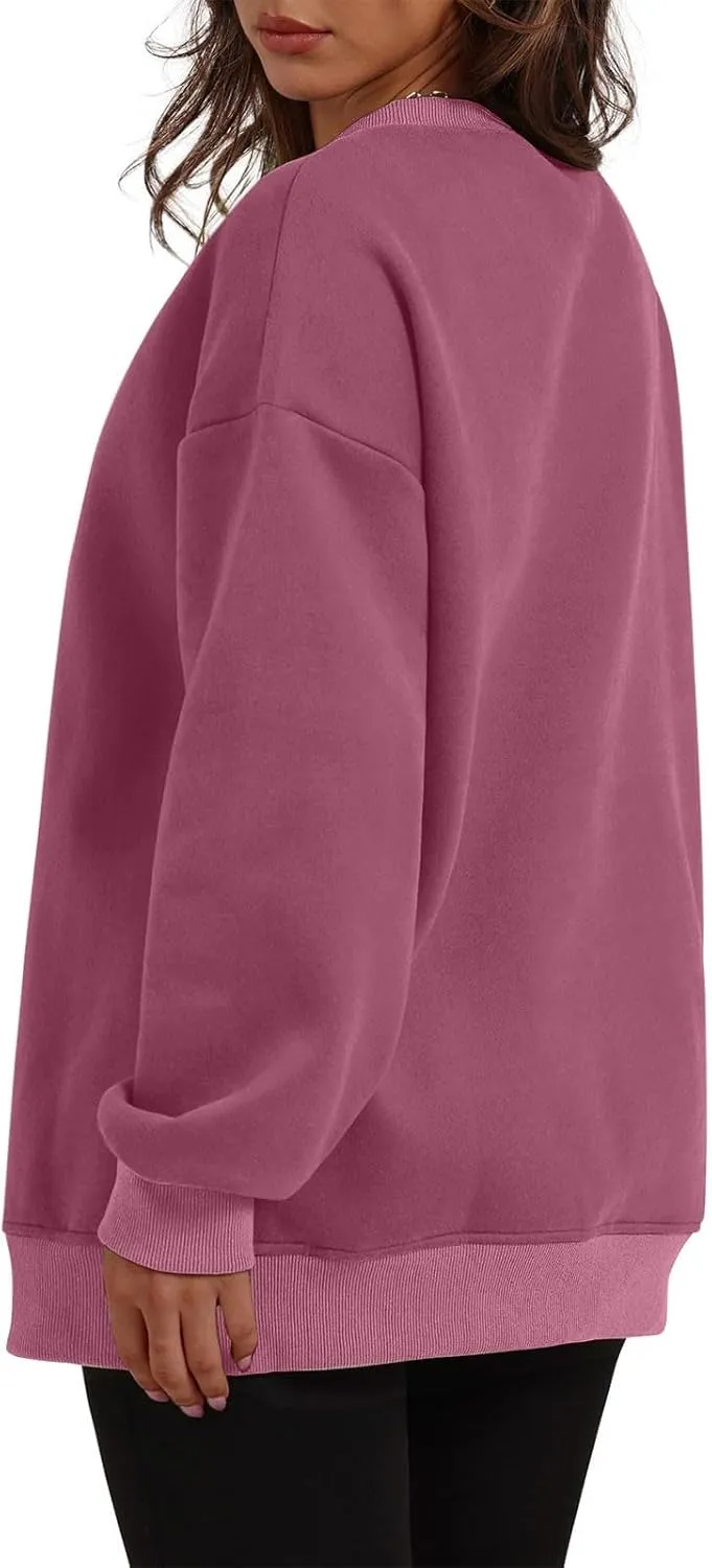 Ceboyel Women No Hood Sweatshirts Trendy Crewneck Pullover Oversized Sweatshirt Long Sleeve Tops Casual Outfits Clothes