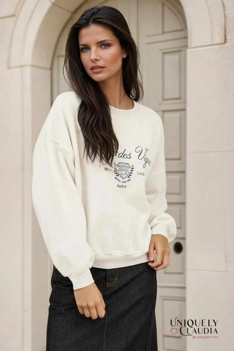 Chateau Des Vignes Embroidered Crewneck Sweatshirt
