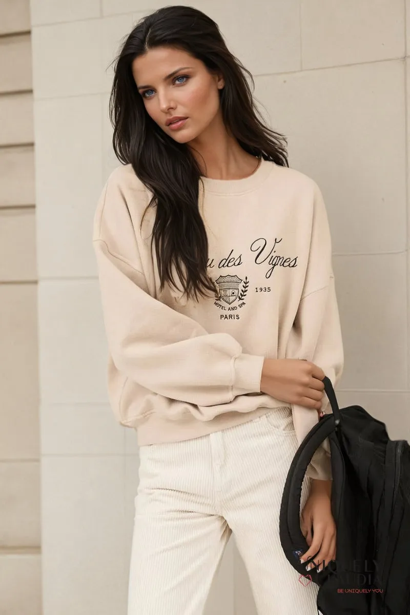 Chateau Des Vignes Embroidered Crewneck Sweatshirt