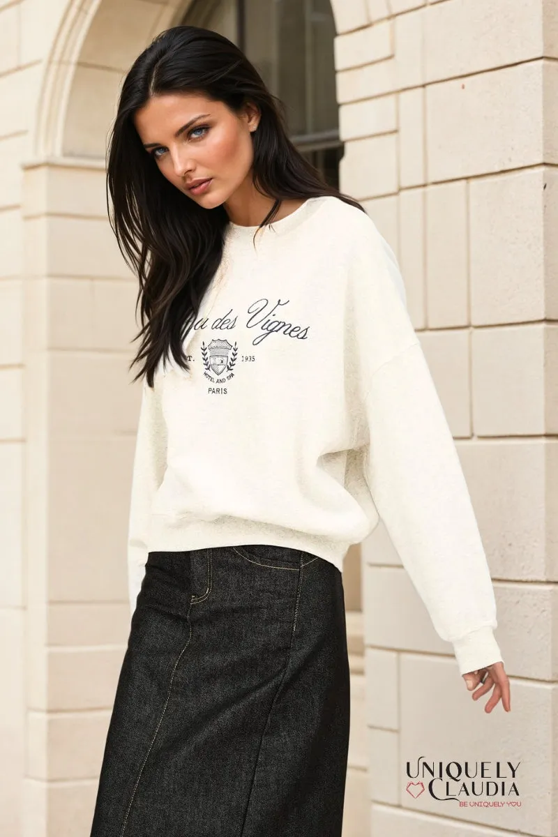 Chateau Des Vignes Embroidered Crewneck Sweatshirt