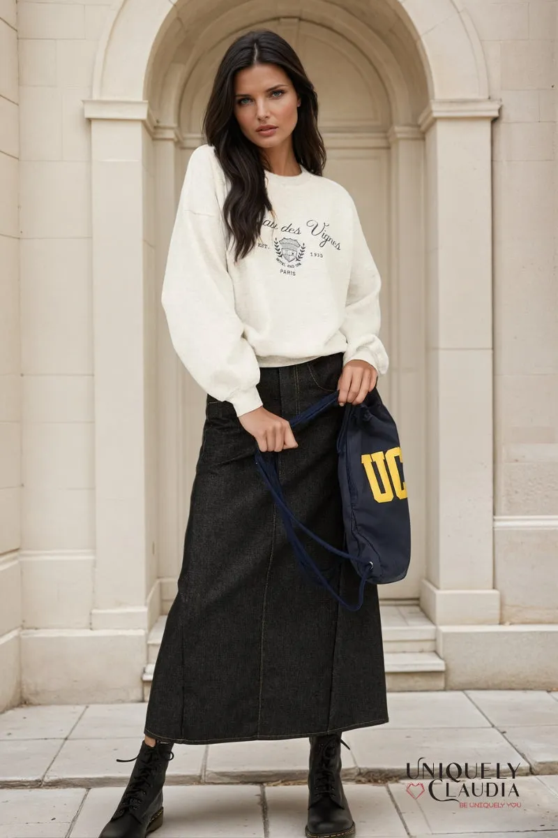 Chateau Des Vignes Embroidered Crewneck Sweatshirt