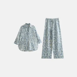 Clyssa Grace Set – Light blue – Tailored high-waisted pants