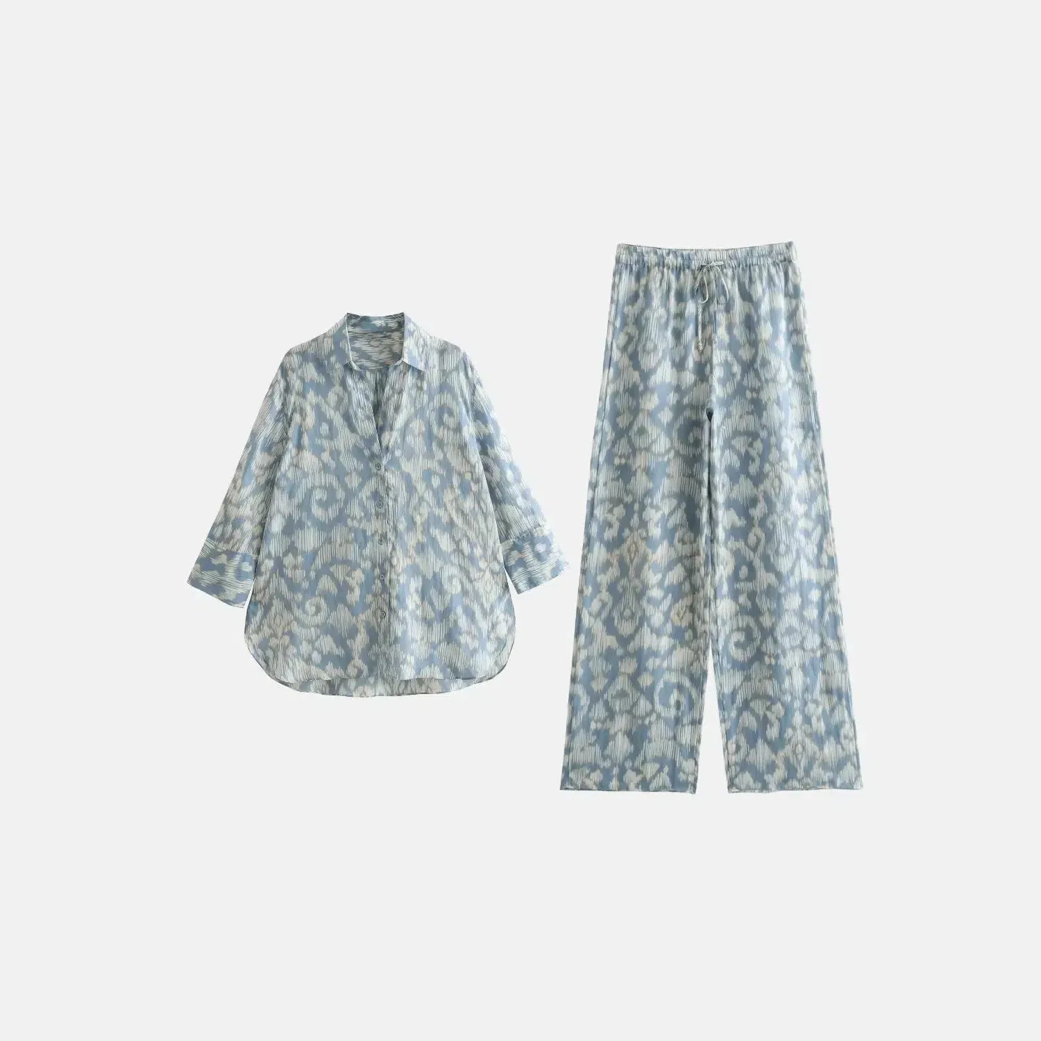Clyssa Grace Set – Light blue – Tailored high-waisted pants