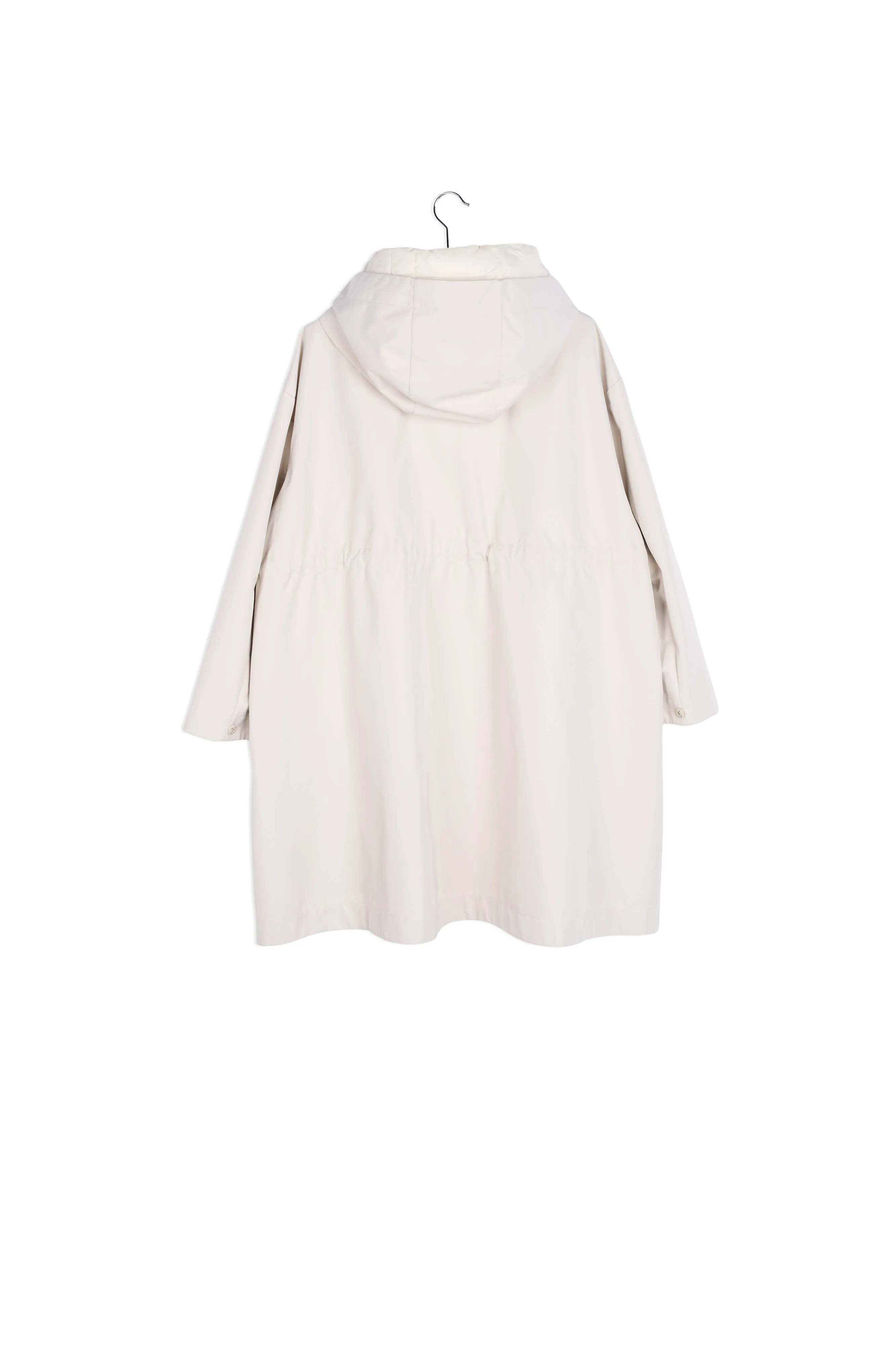 Cream oversized hooded raincoat
