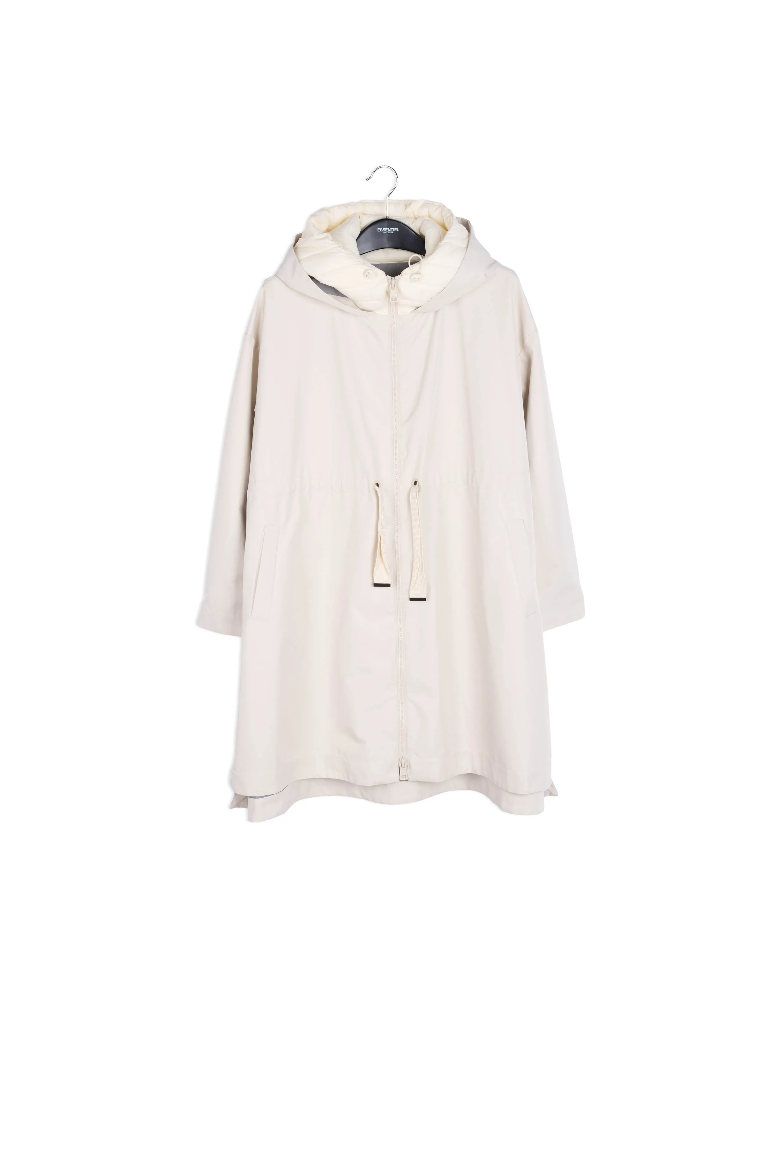 Cream oversized hooded raincoat