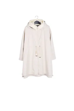 Cream oversized hooded raincoat