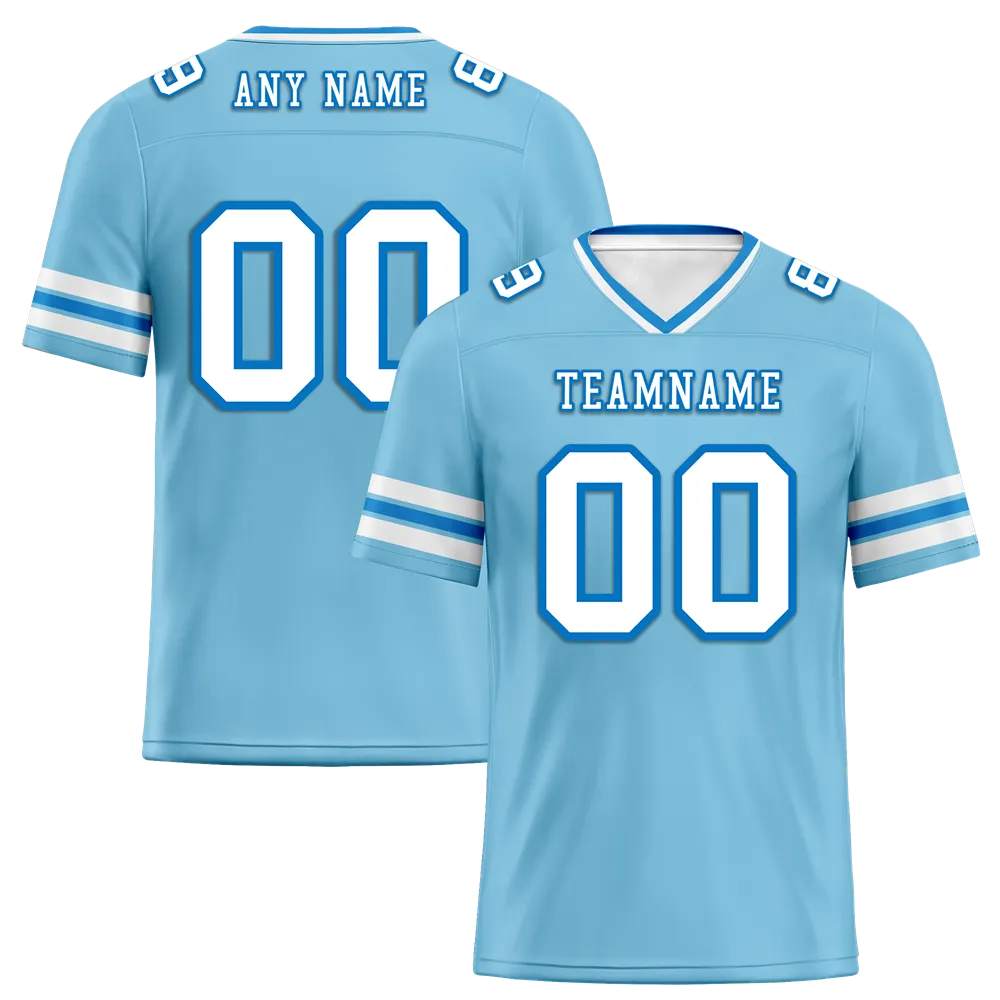 Custom Aqua Sleeve Stripes White Personalized Authentic Football Jersey FBJ02-bc0f07a