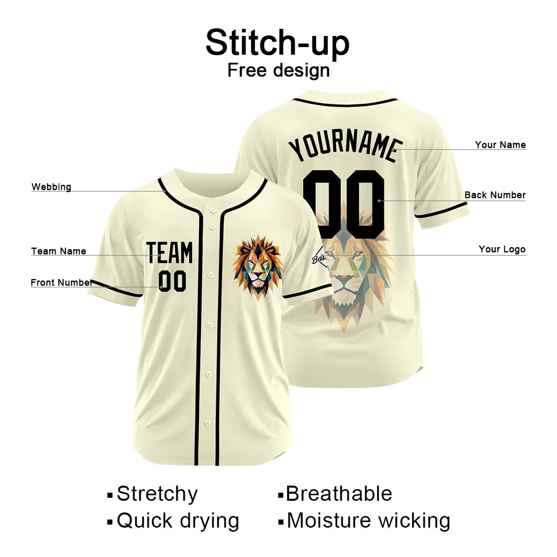 Custom Baseball Uniforms High-Quality for Adult Kids Optimized for Performance Cream
