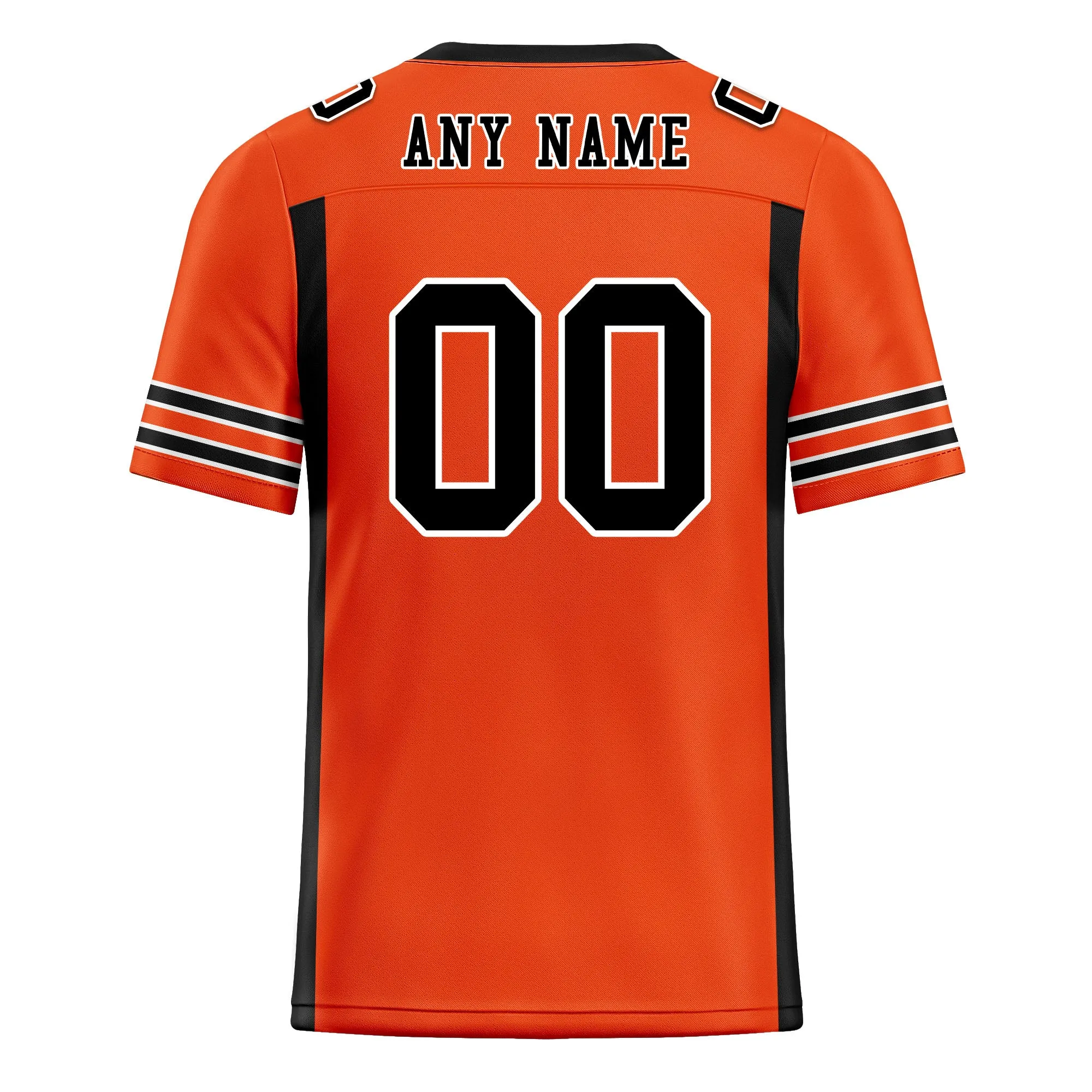 Custom Black Orange Striped Sleeves Personalized Authentic Football Jersey FBJ02-D06066