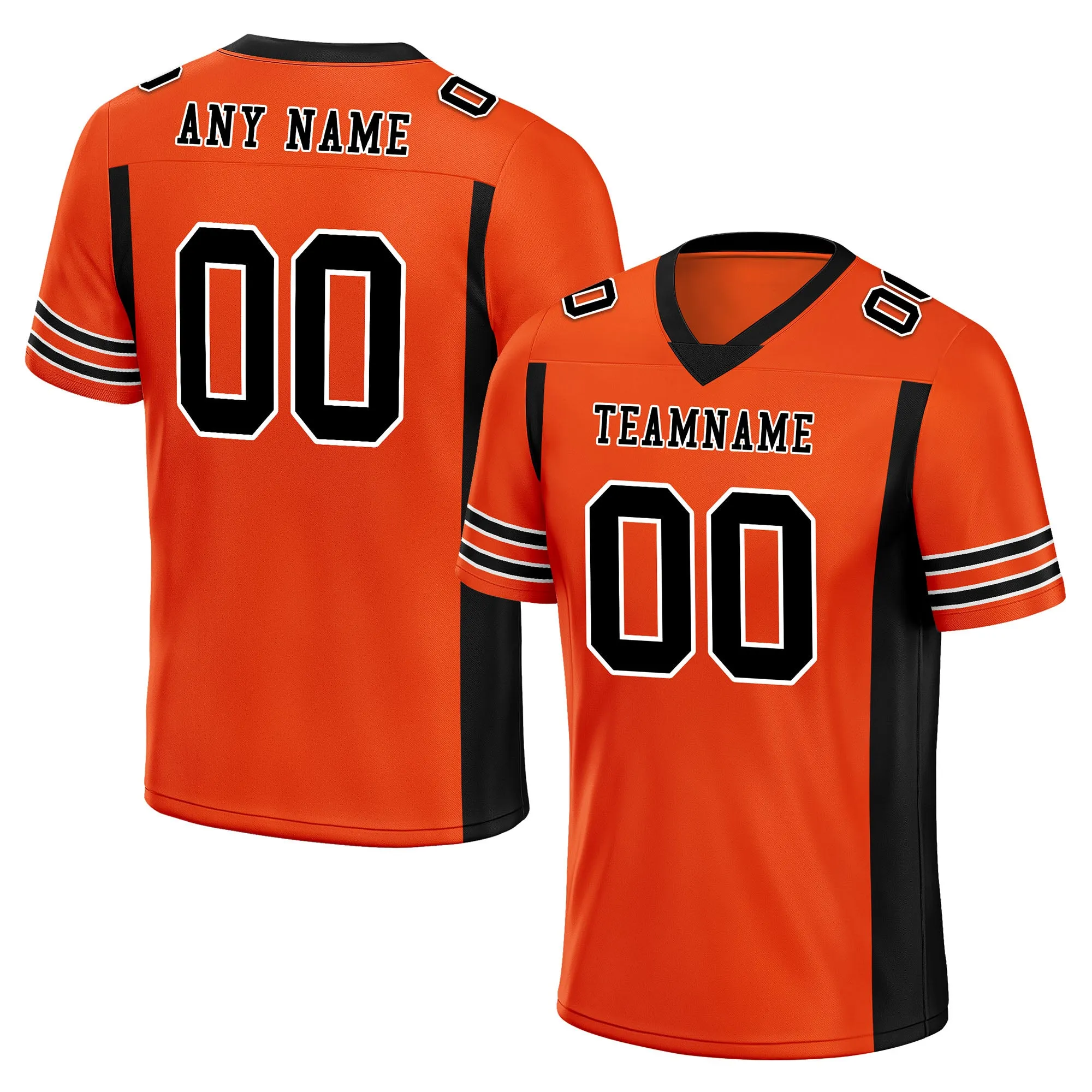 Custom Black Orange Striped Sleeves Personalized Authentic Football Jersey FBJ02-D06066