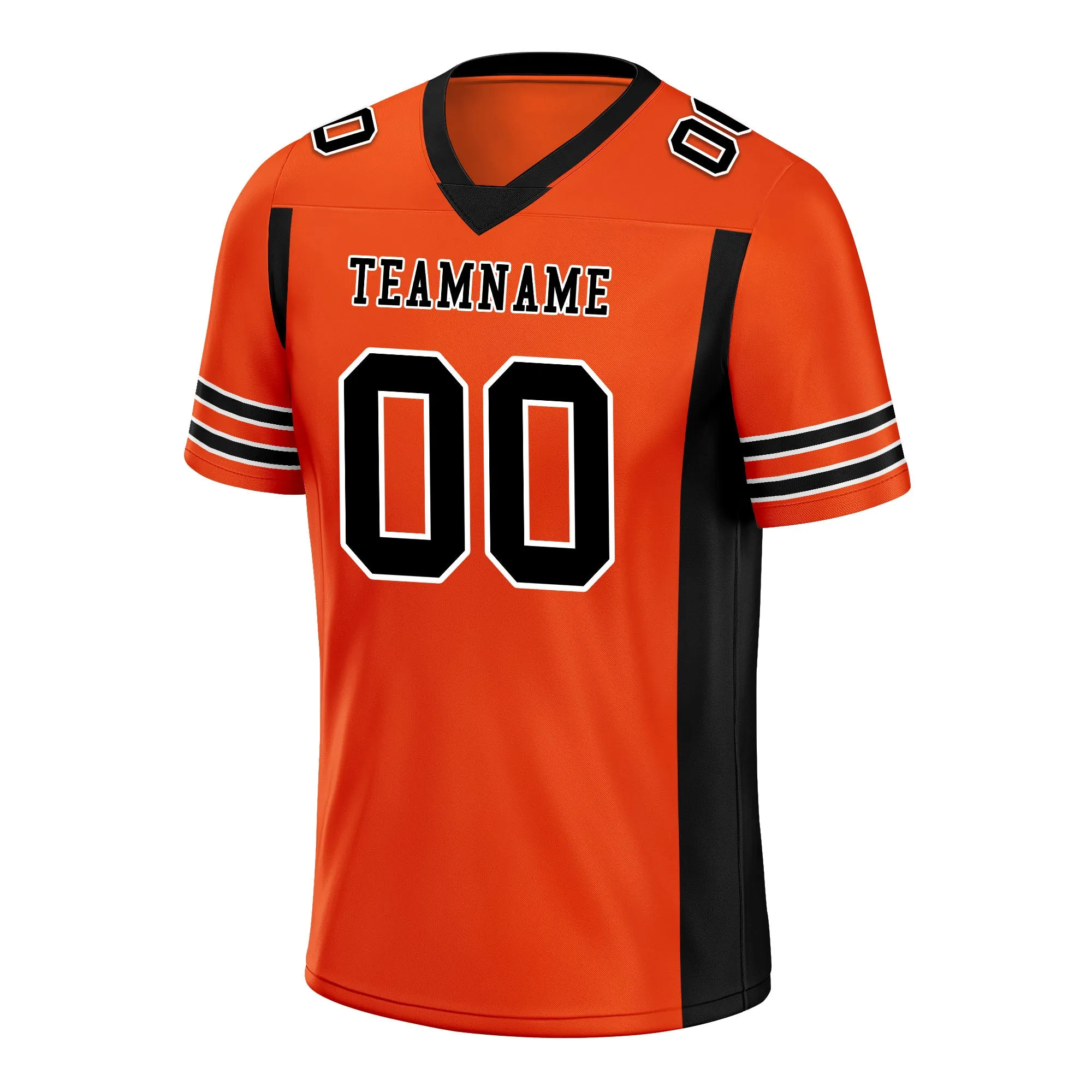 Custom Black Orange Striped Sleeves Personalized Authentic Football Jersey FBJ02-D06066
