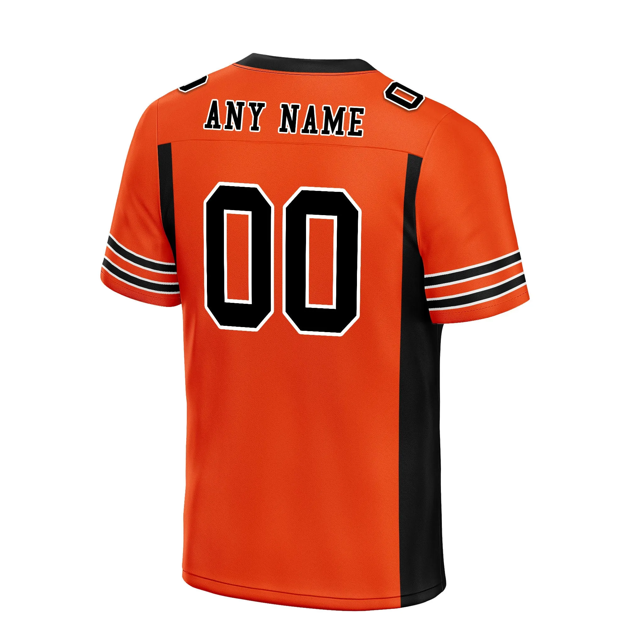 Custom Black Orange Striped Sleeves Personalized Authentic Football Jersey FBJ02-D06066