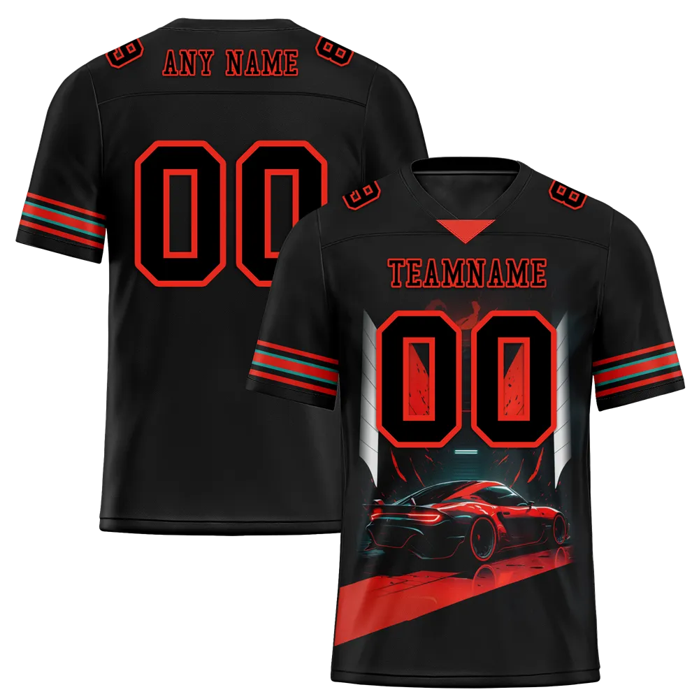 Custom Black Red Drift Fashion Black Personalized Authentic Football Jersey FBJ02-bc0fb0d
