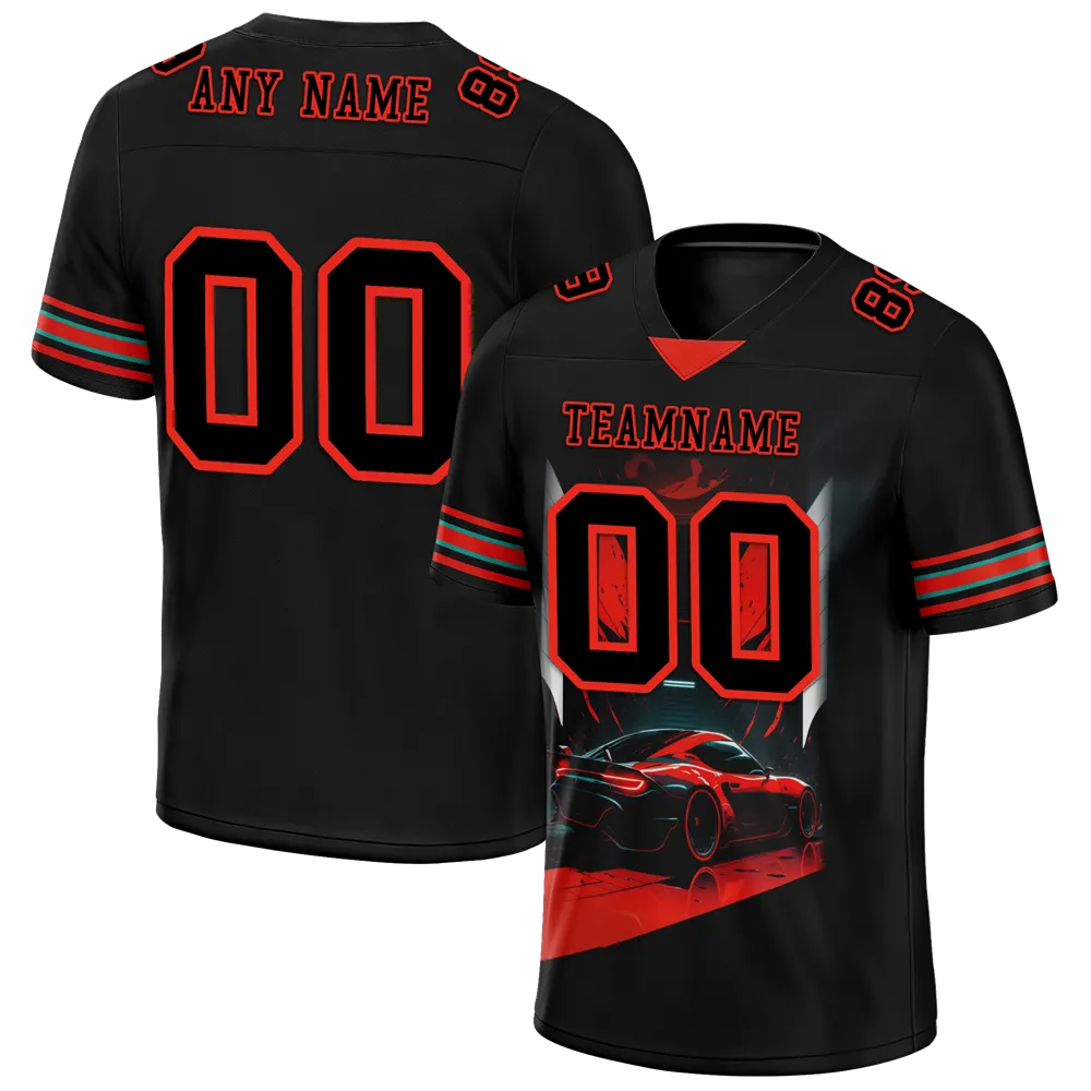 Custom Black Red Drift Fashion Black Personalized Authentic Football Jersey FBJ02-bc0fb0d