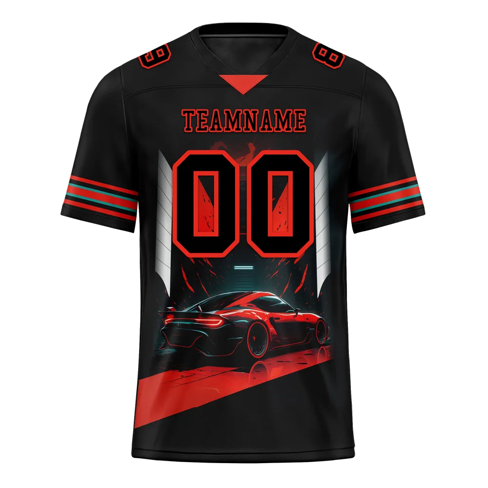 Custom Black Red Drift Fashion Black Personalized Authentic Football Jersey FBJ02-bc0fb0d