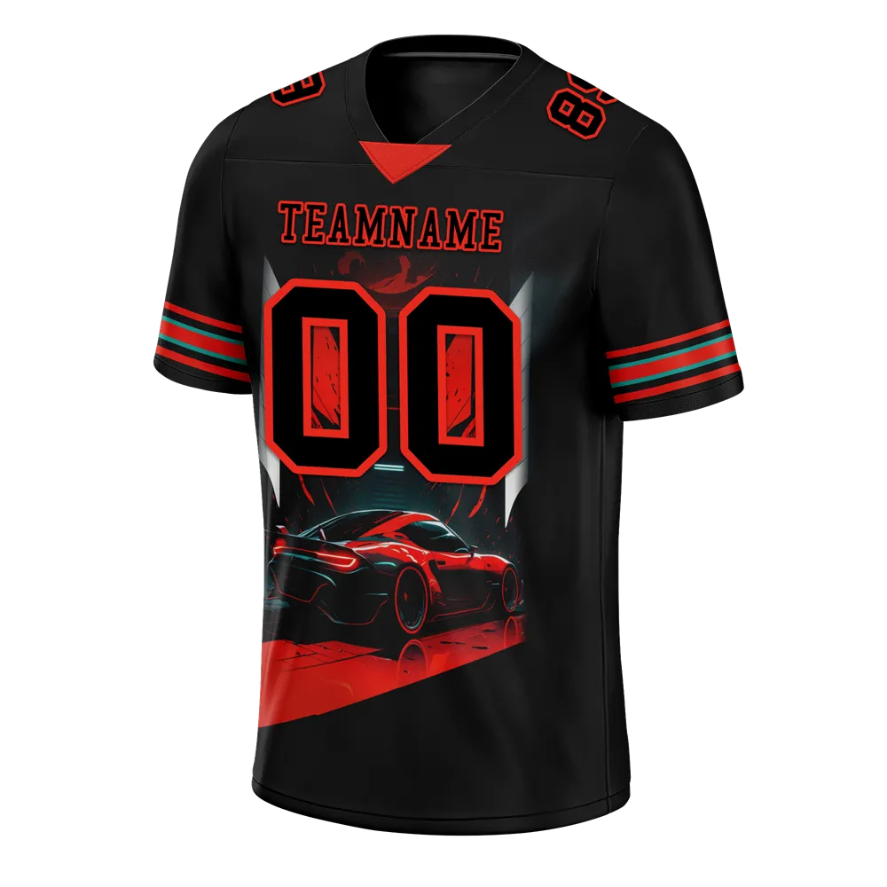 Custom Black Red Drift Fashion Black Personalized Authentic Football Jersey FBJ02-bc0fb0d