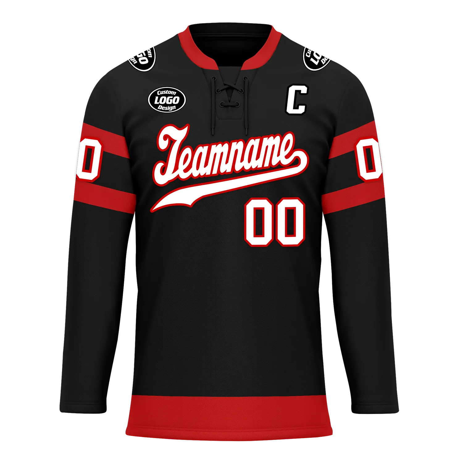 Custom Black Red Personalized Hockey Jersey HCKJ01-D0a70b0