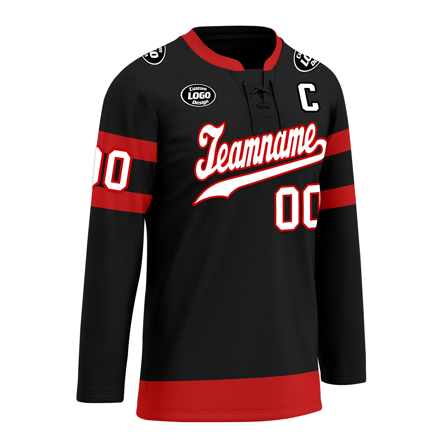 Custom Black Red Personalized Hockey Jersey HCKJ01-D0a70b0