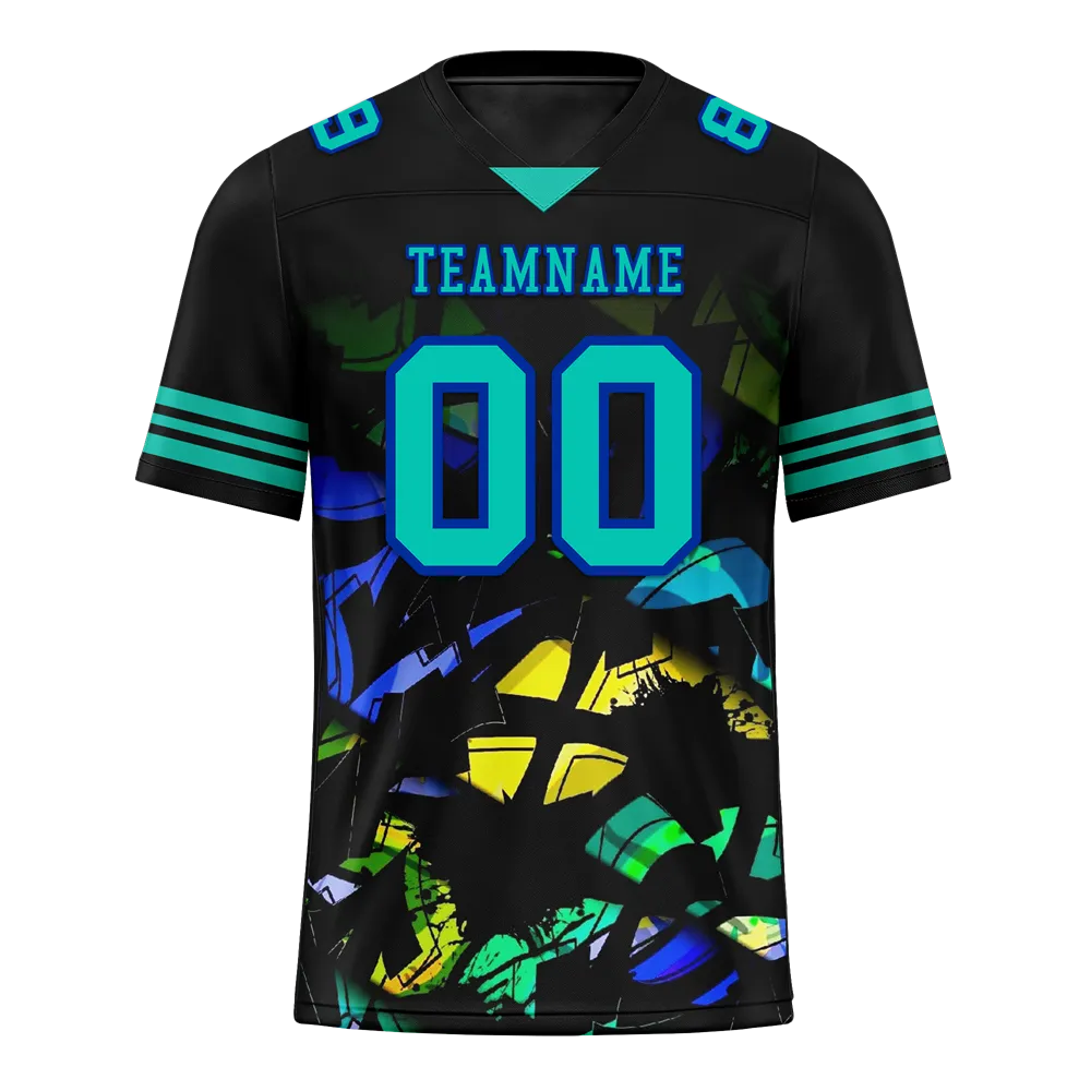 Custom Black Tie Dye Aqua Personalized Authentic Football Jersey FBJ02-bc0fa7f
