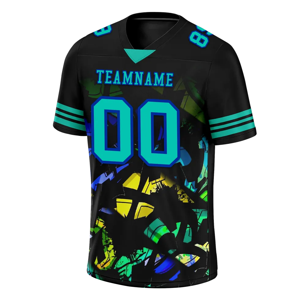 Custom Black Tie Dye Aqua Personalized Authentic Football Jersey FBJ02-bc0fa7f