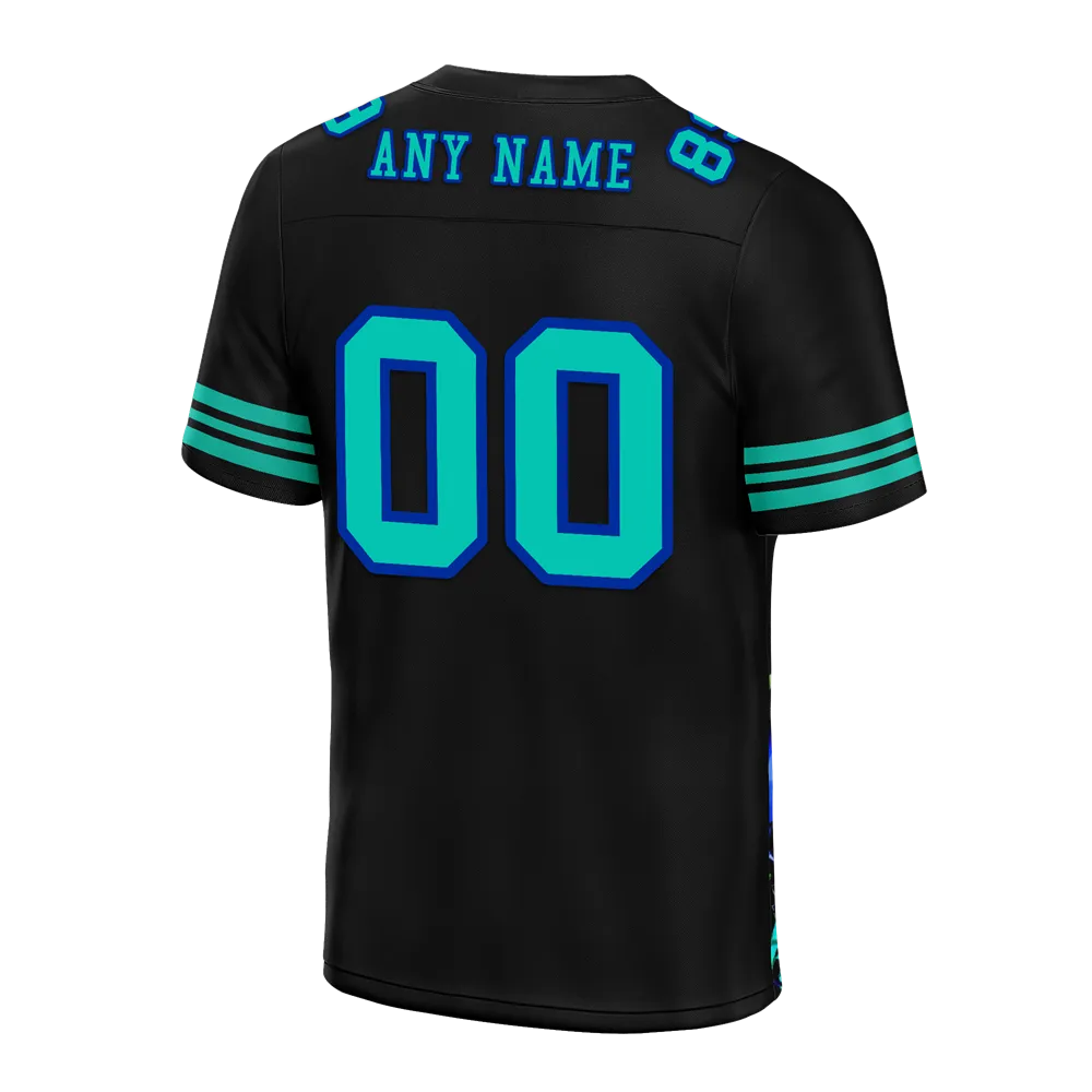 Custom Black Tie Dye Aqua Personalized Authentic Football Jersey FBJ02-bc0fa7f