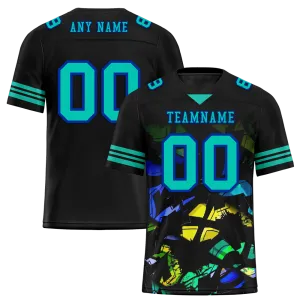 Custom Black Tie Dye Aqua Personalized Authentic Football Jersey FBJ02-bc0fa7f