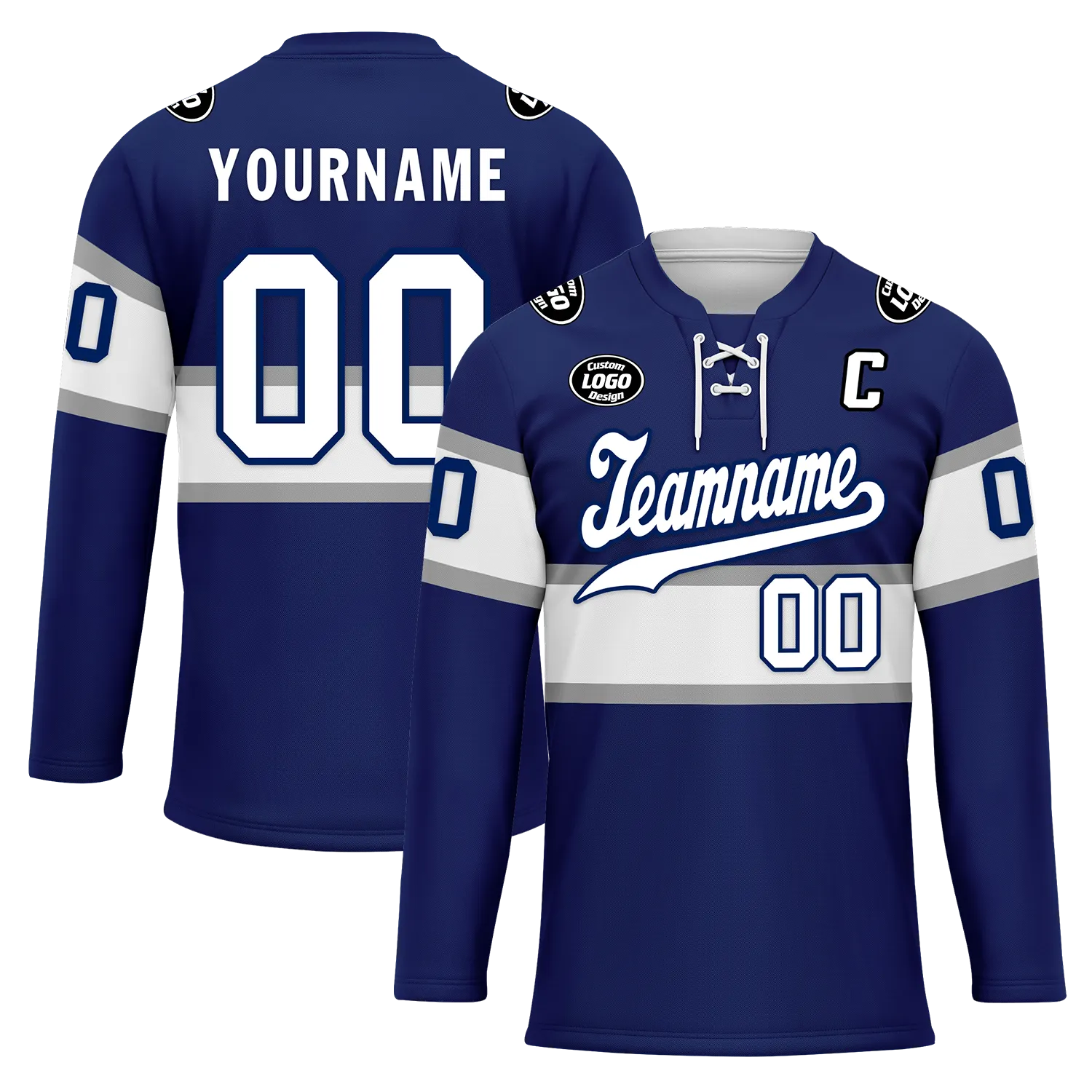 Custom Blue White Personalized Hockey Jersey HCKJ01-D0a70bd