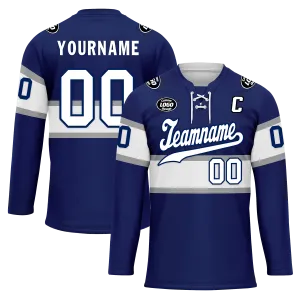 Custom Blue White Personalized Hockey Jersey HCKJ01-D0a70bd