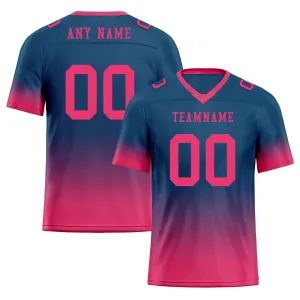 Custom Dark Teal Pink Fade Fashion Personalized Authentic Football Jersey FBJ02-D06089
