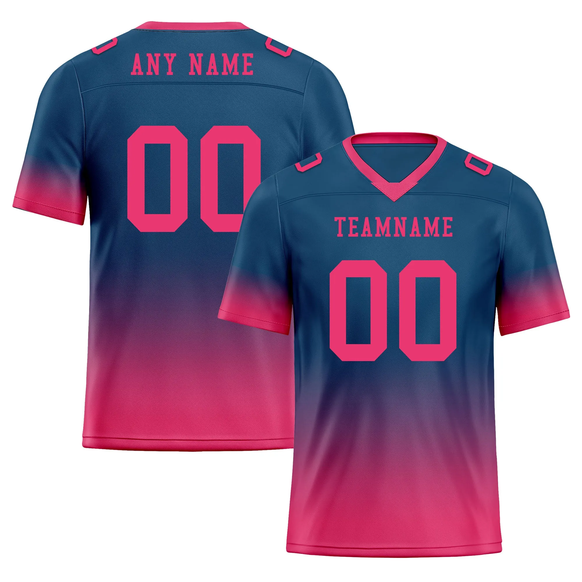 Custom Dark Teal Pink Fade Fashion Personalized Authentic Football Jersey FBJ02-D06089