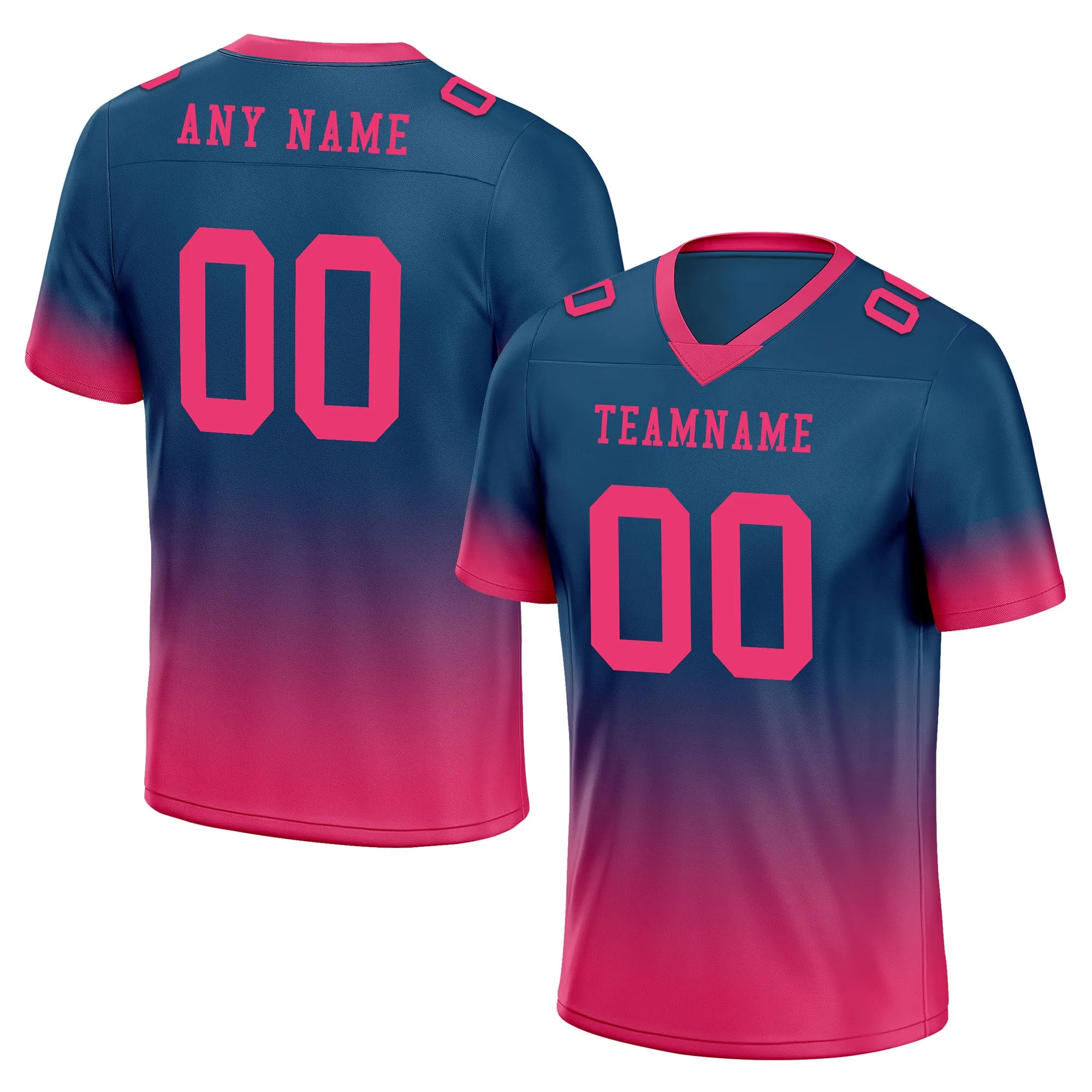 Custom Dark Teal Pink Fade Fashion Personalized Authentic Football Jersey FBJ02-D06089