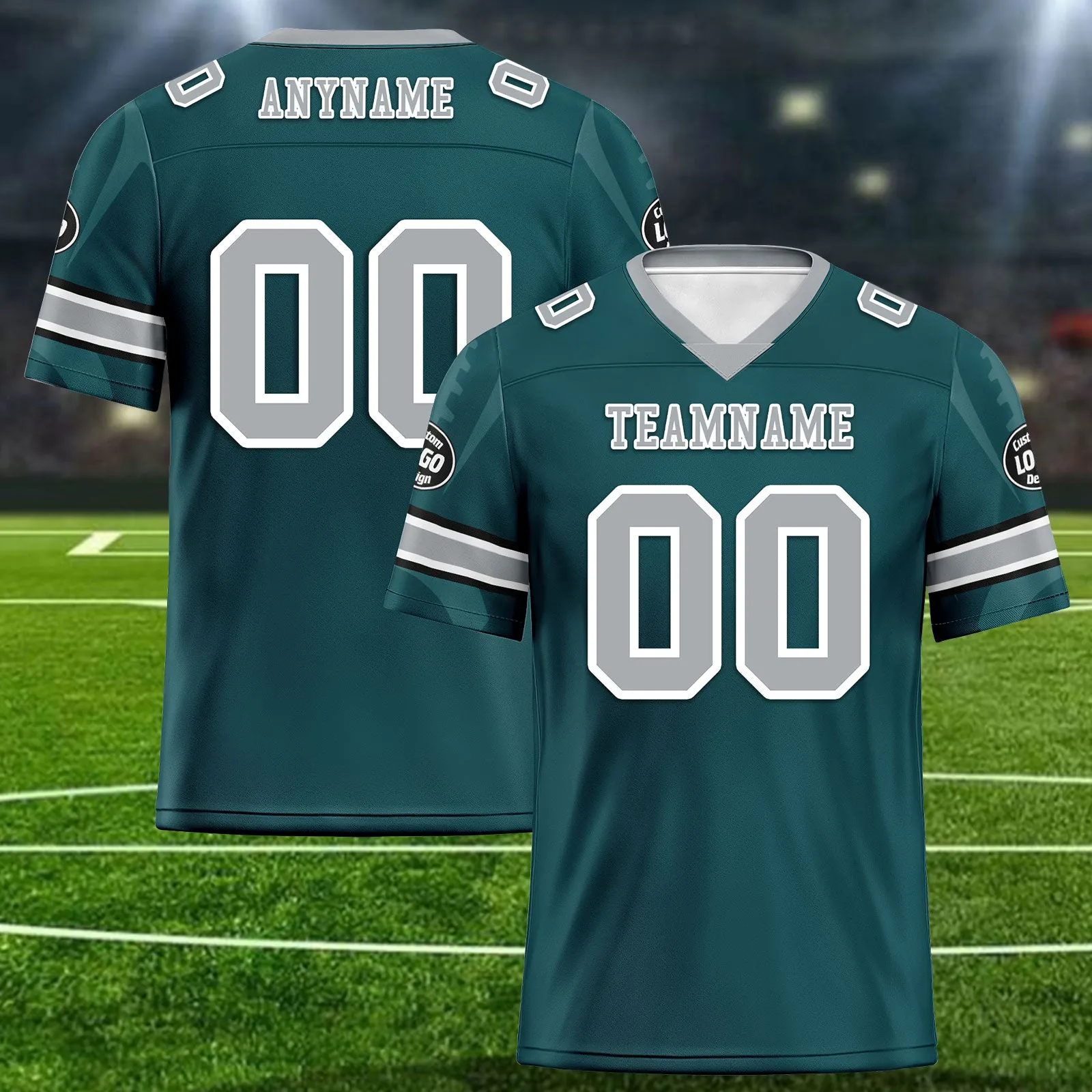 Custom Green Philadelphia Personalized Authentic Football Jersey FBJ02-D025033-21