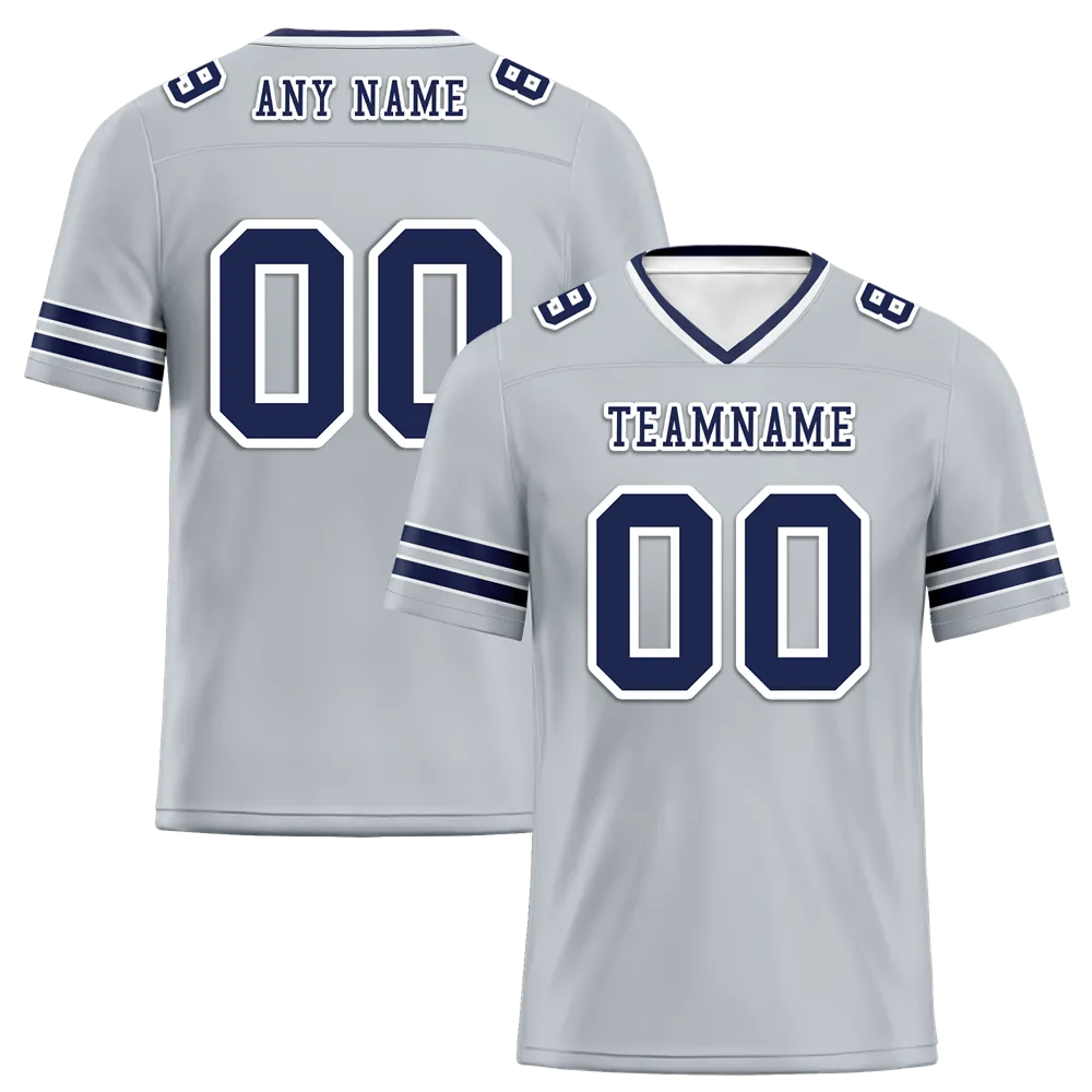 Custom Grey Sleeve Stripes Black Personalized Authentic Football Jersey FBJ02-bc0f08b