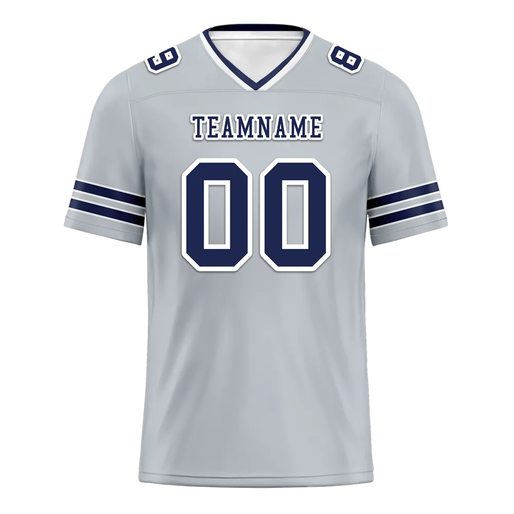 Custom Grey Sleeve Stripes Black Personalized Authentic Football Jersey FBJ02-bc0f08b