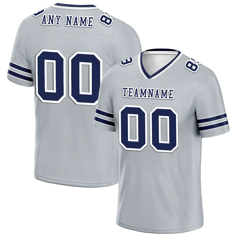 Custom Grey Sleeve Stripes Black Personalized Authentic Football Jersey FBJ02-bc0f08b