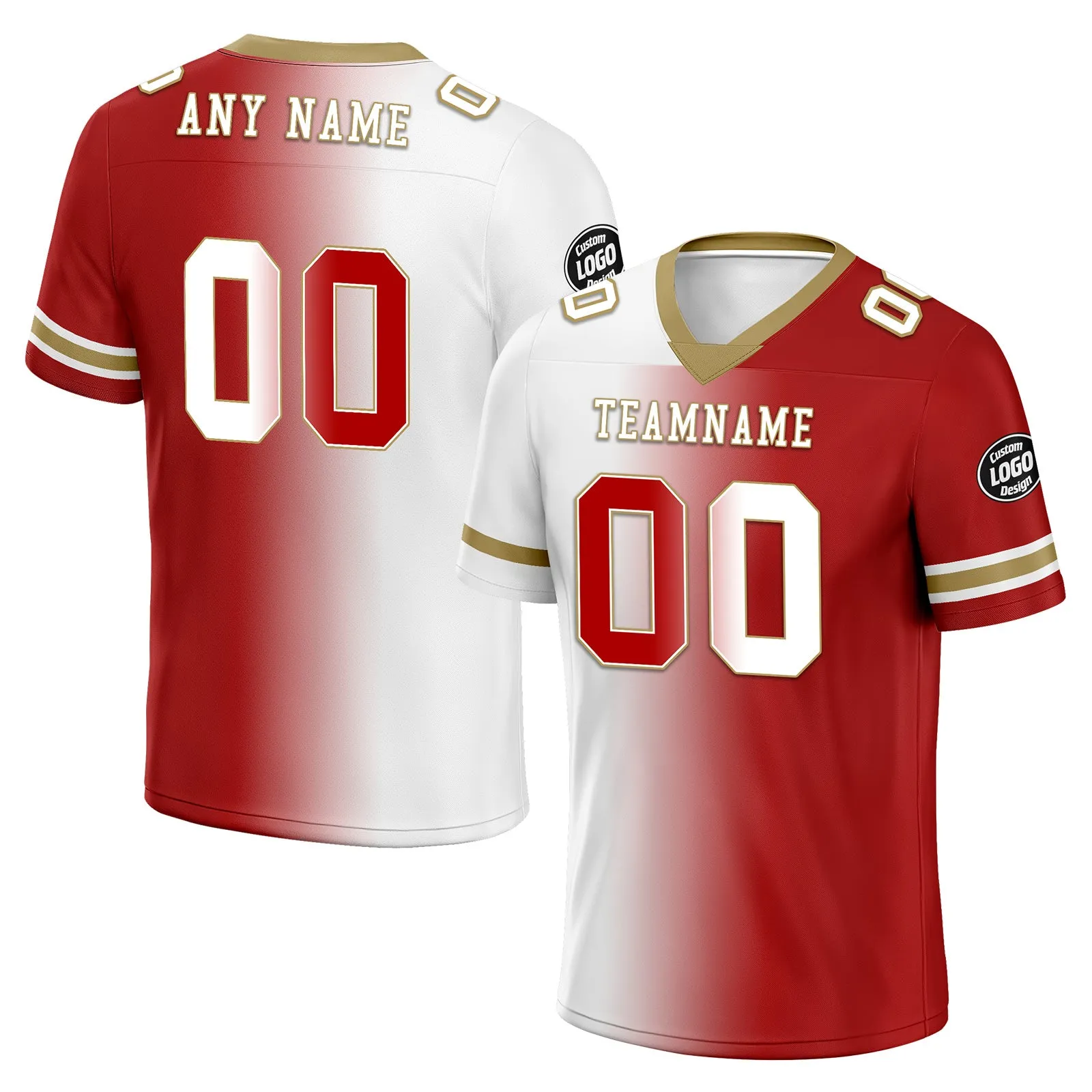 Custom White Red California Personalized Authentic Football Jersey FBJ02-D028017-13